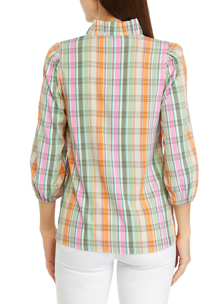 Womens Plaid Printed Top