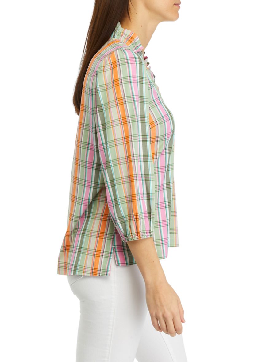 Womens Plaid Printed Top