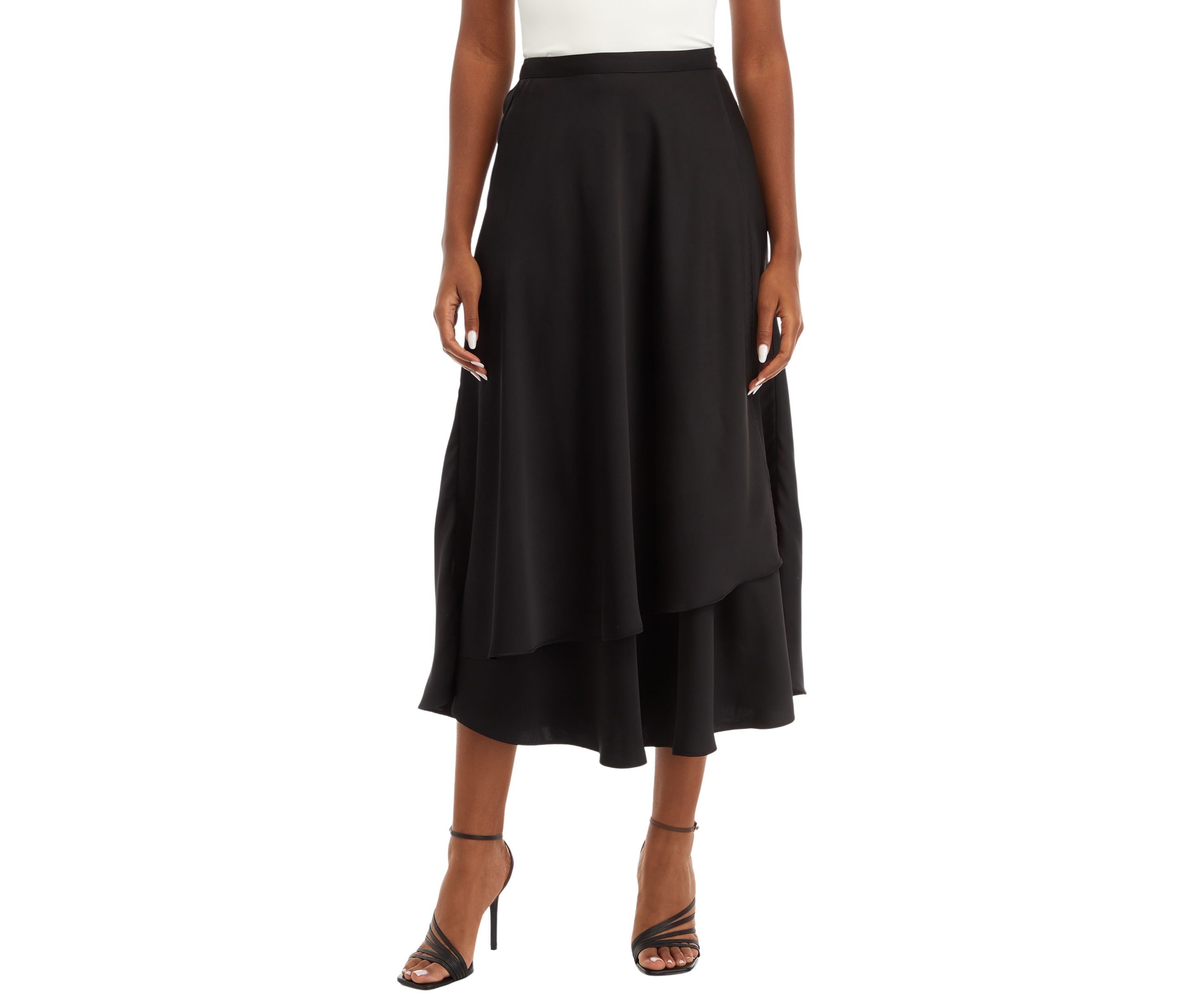 Womens Midi Satin Wrap Skirt