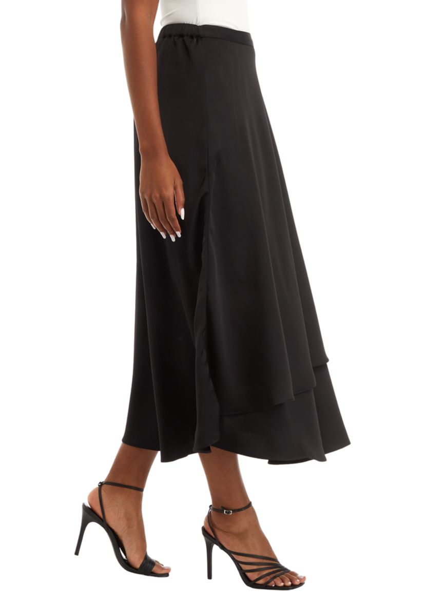 Womens Midi Satin Wrap Skirt