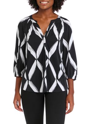 Crown & Ivy Women's Printed Peasant Top