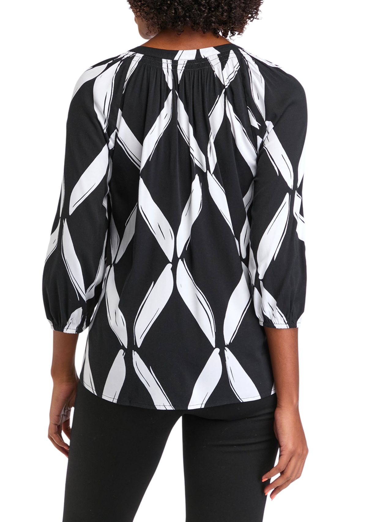 Womens Printed Peasant Top