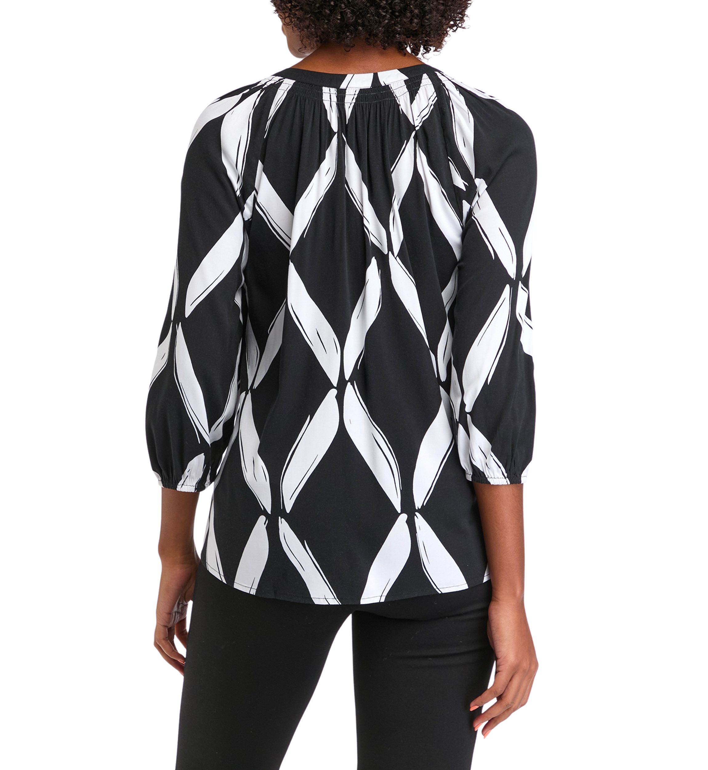 Womens Printed Peasant Top