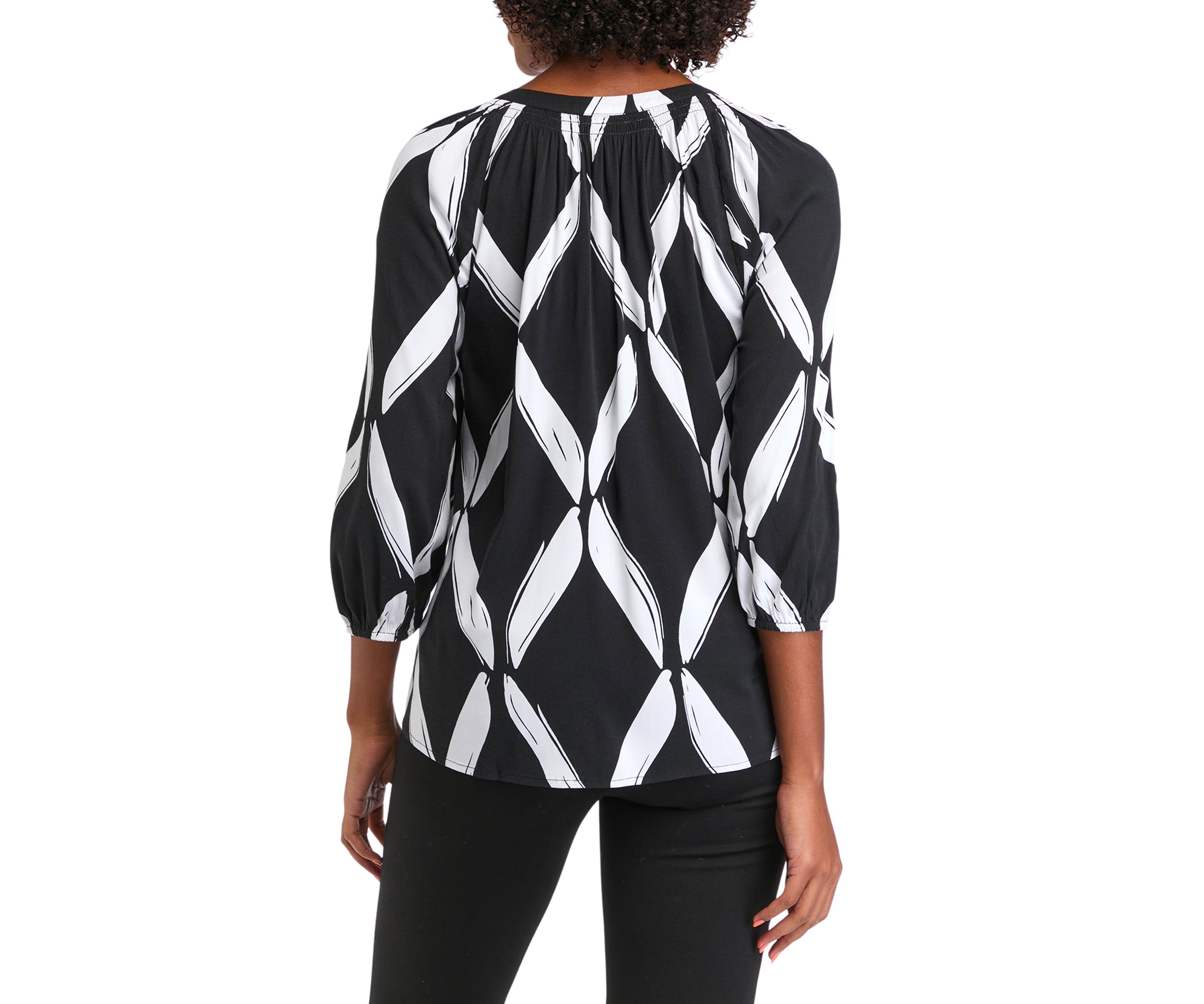Womens Printed Peasant Top