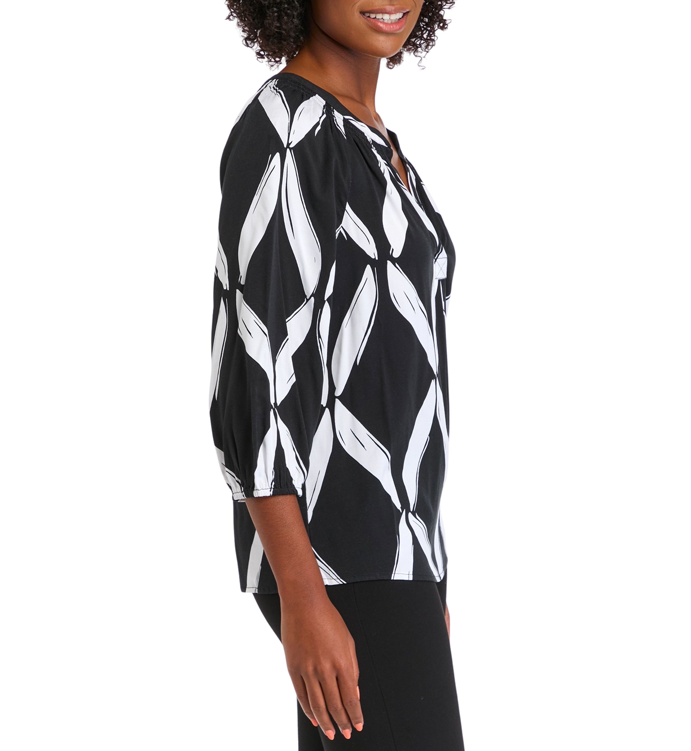 Womens Printed Peasant Top