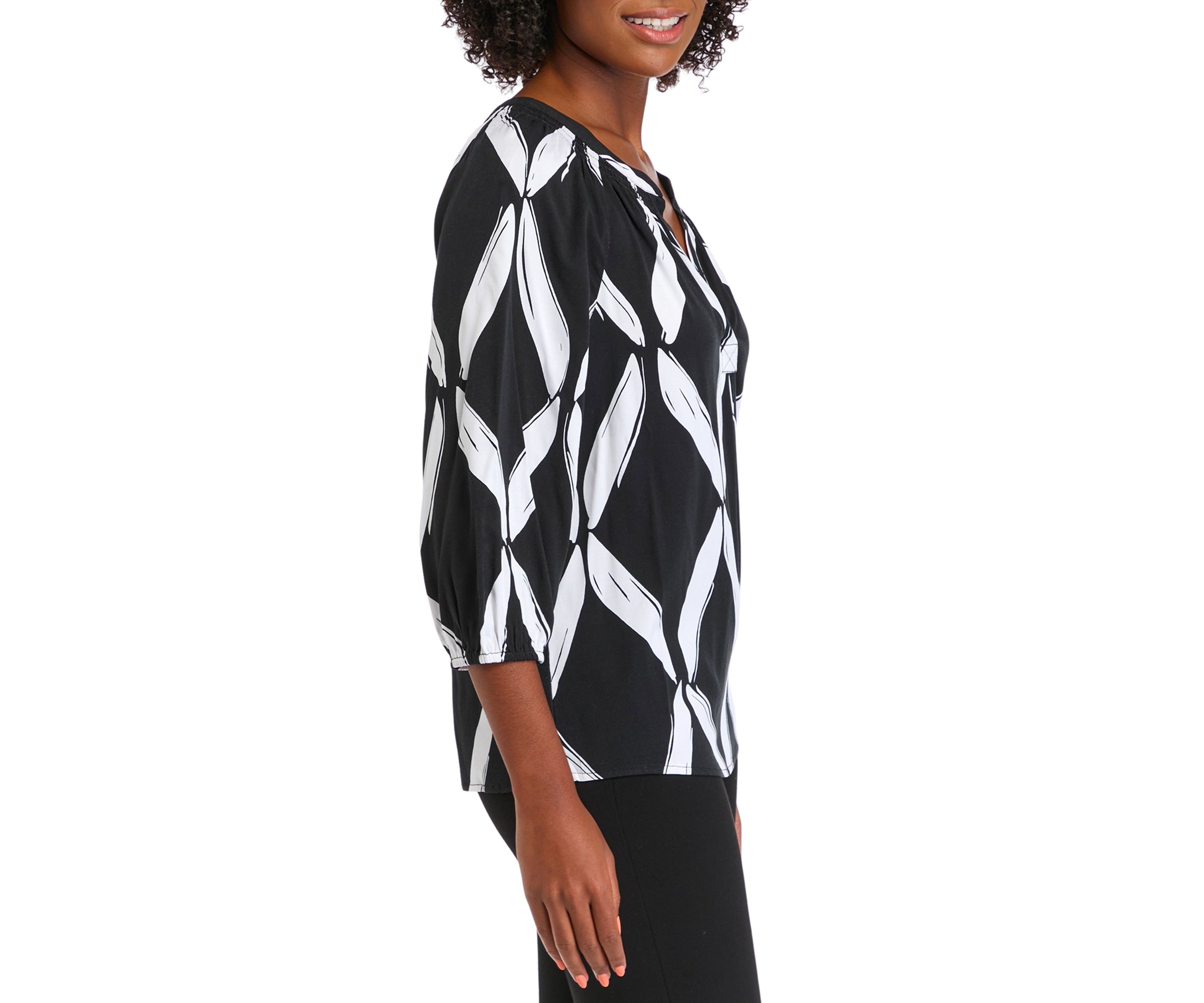 Womens Printed Peasant Top