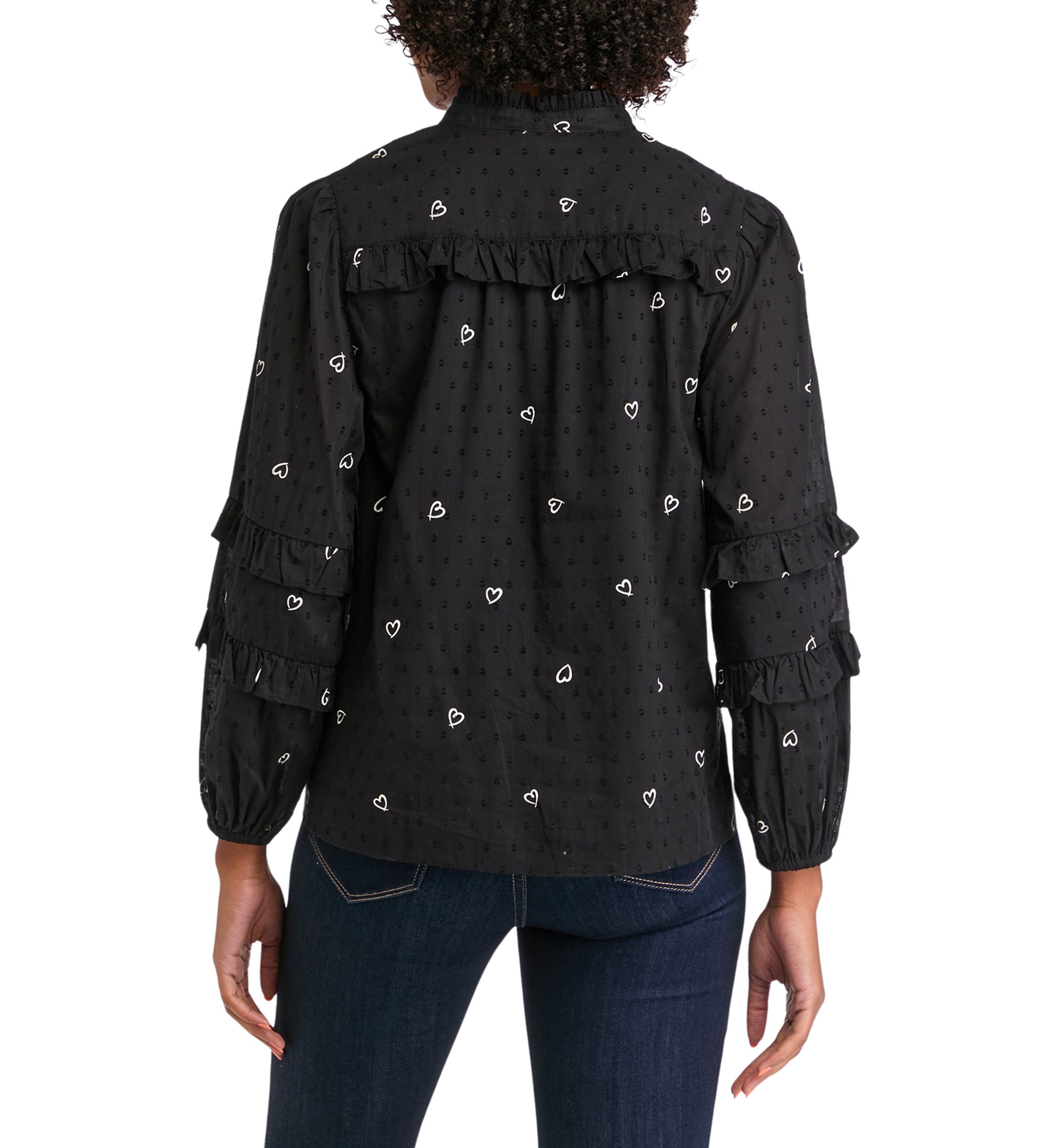 Womens Ruffled Printed Top