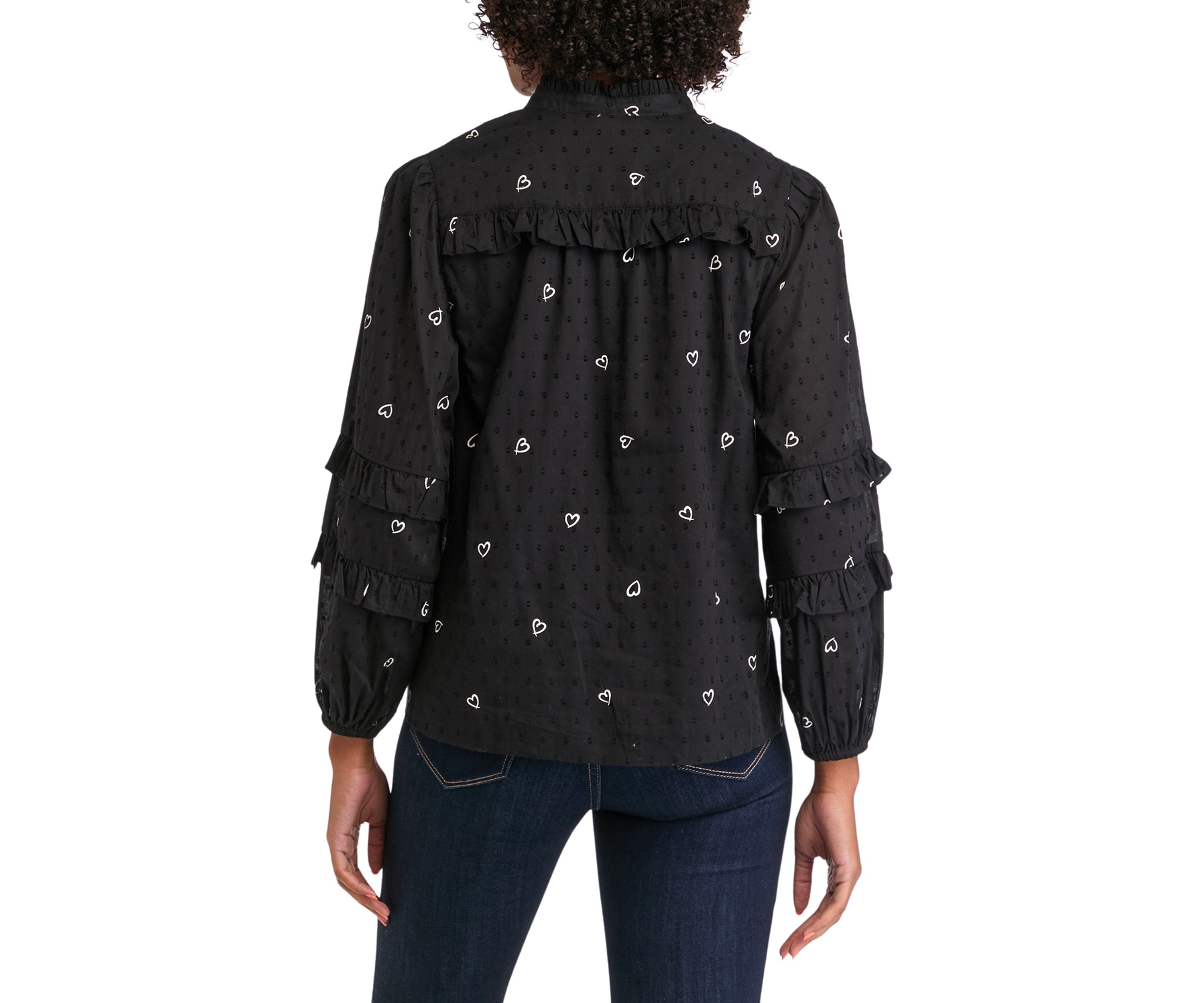 Womens Ruffled Printed Top