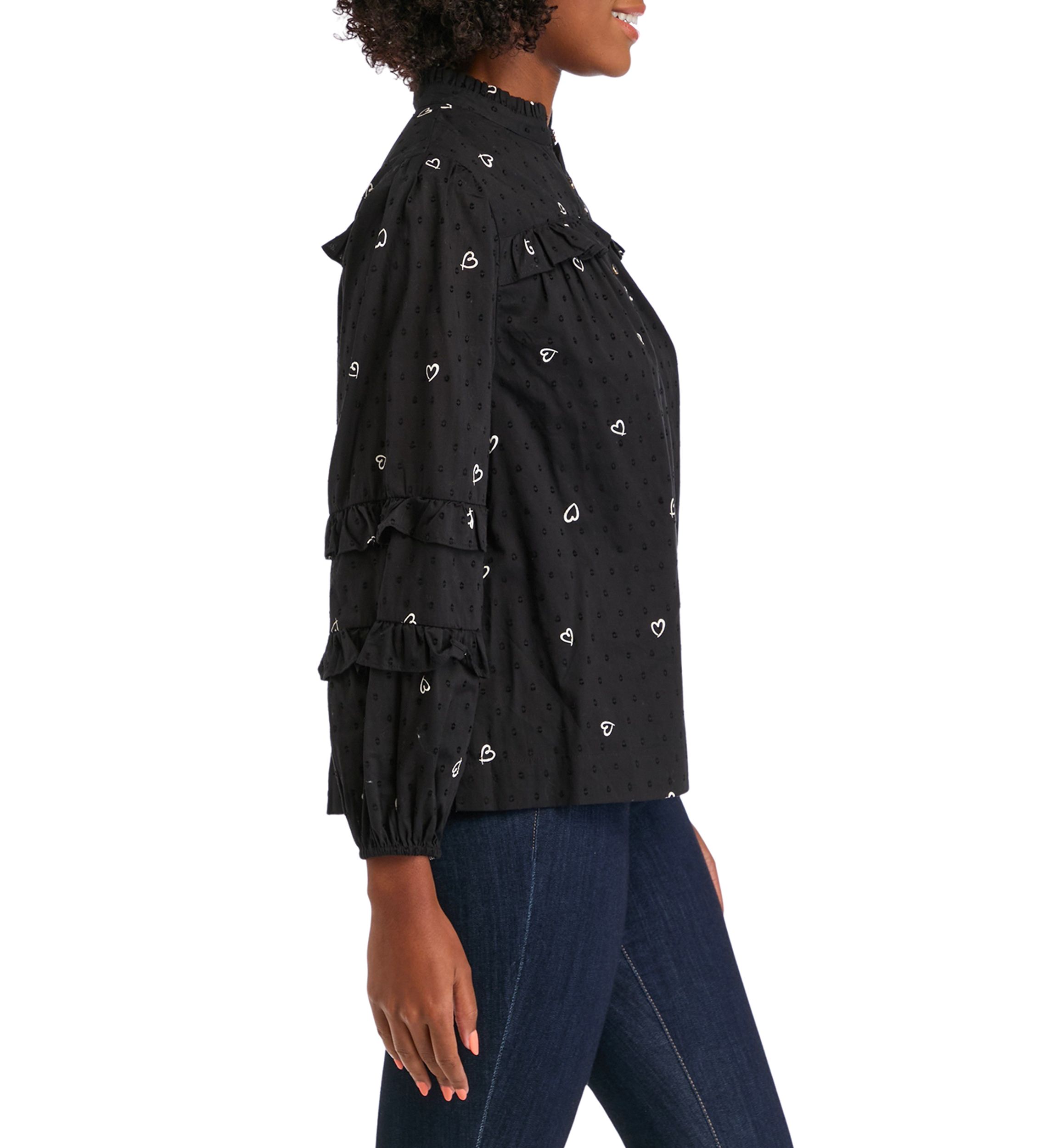 Womens Ruffled Printed Top
