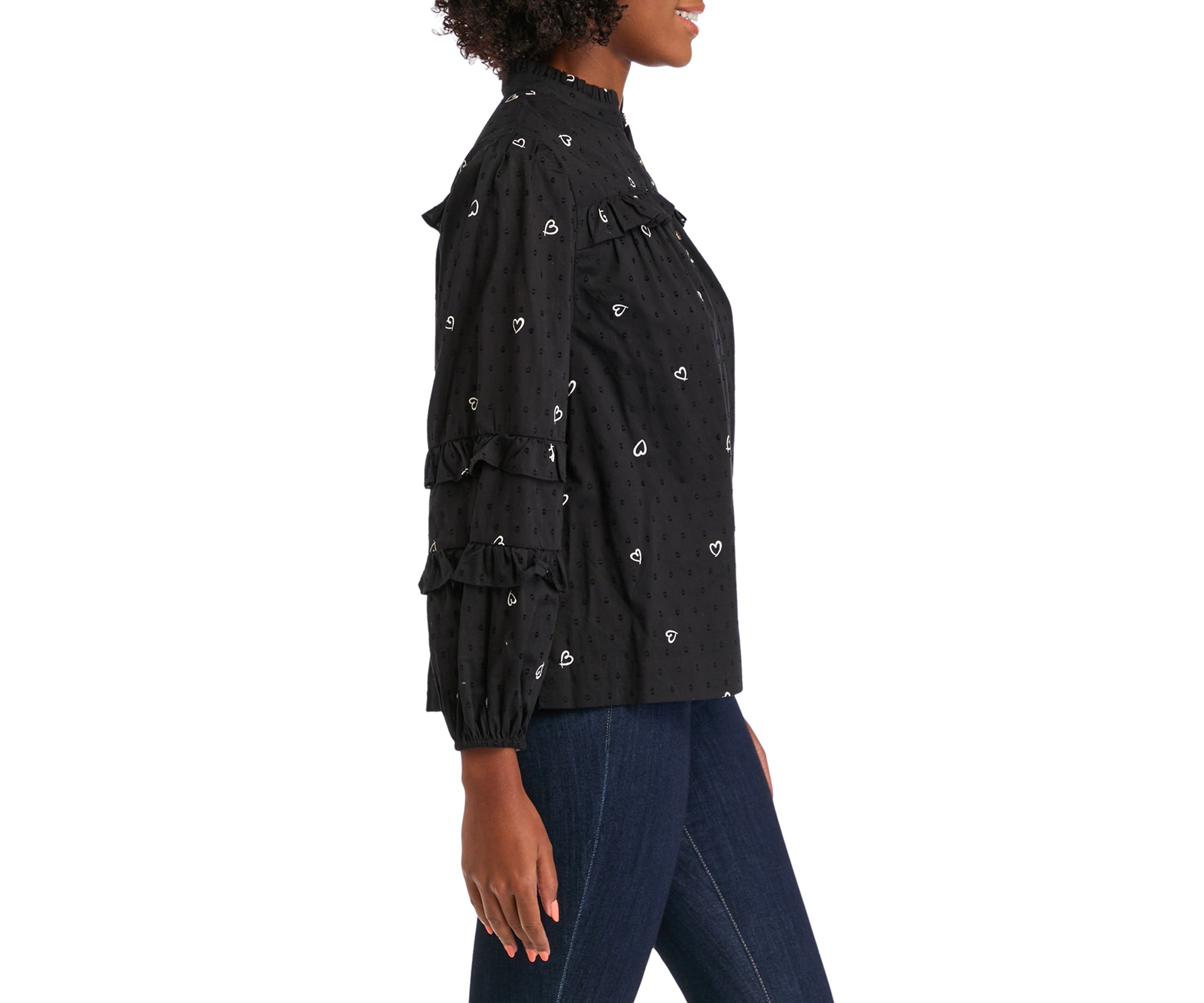 Womens Ruffled Printed Top