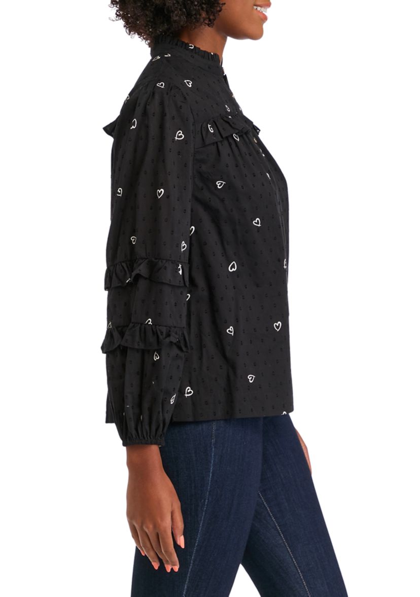 Womens Ruffled Printed Top