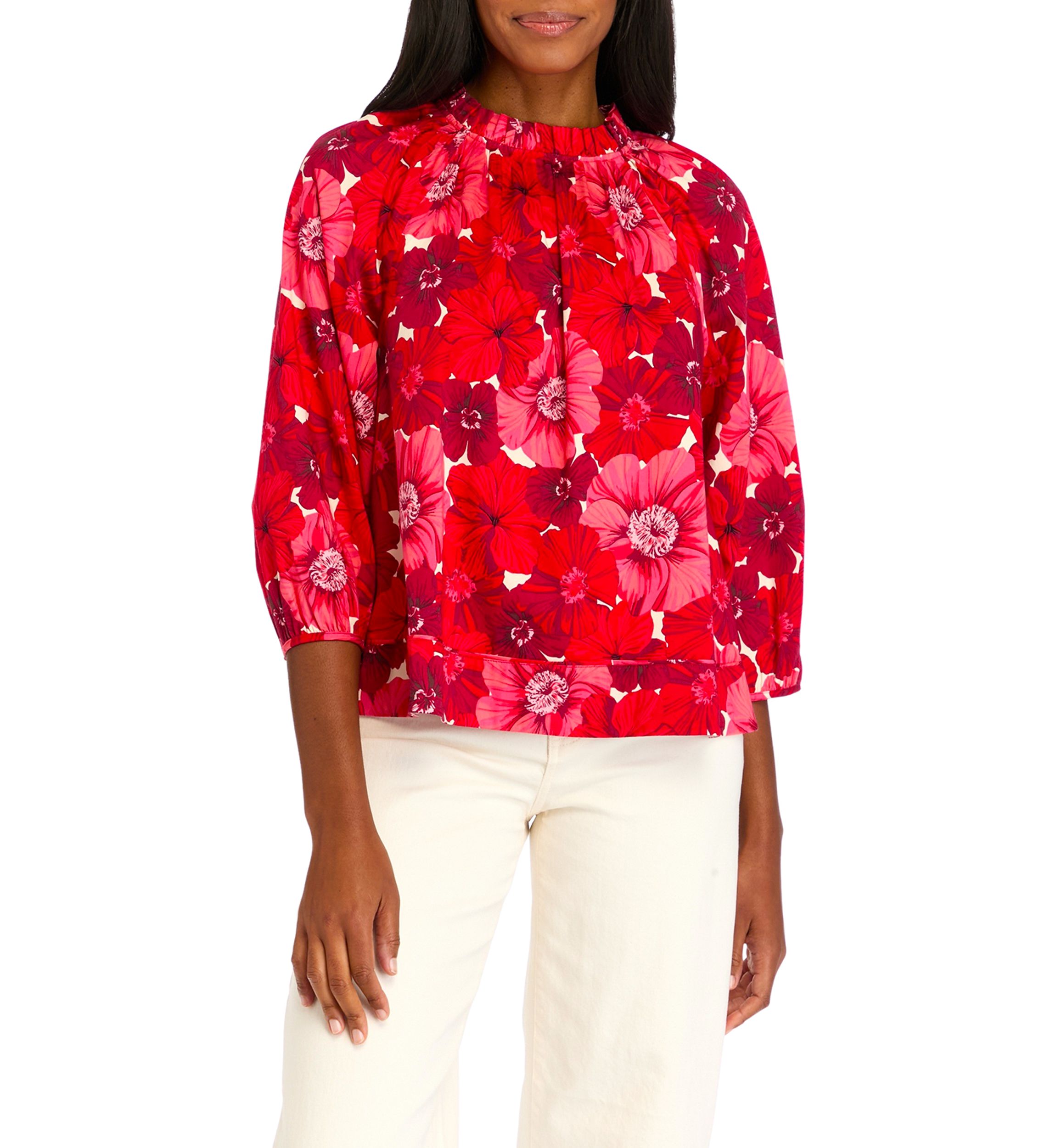 Womens Dolman Sleeve Floral Printed 