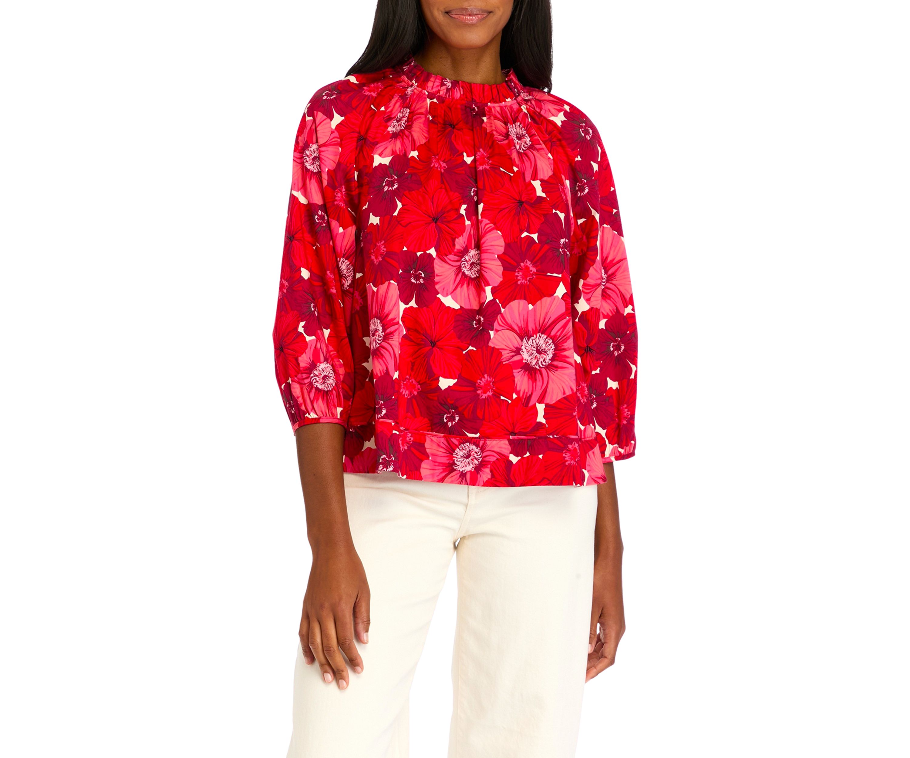 Womens Dolman Sleeve Floral Printed 