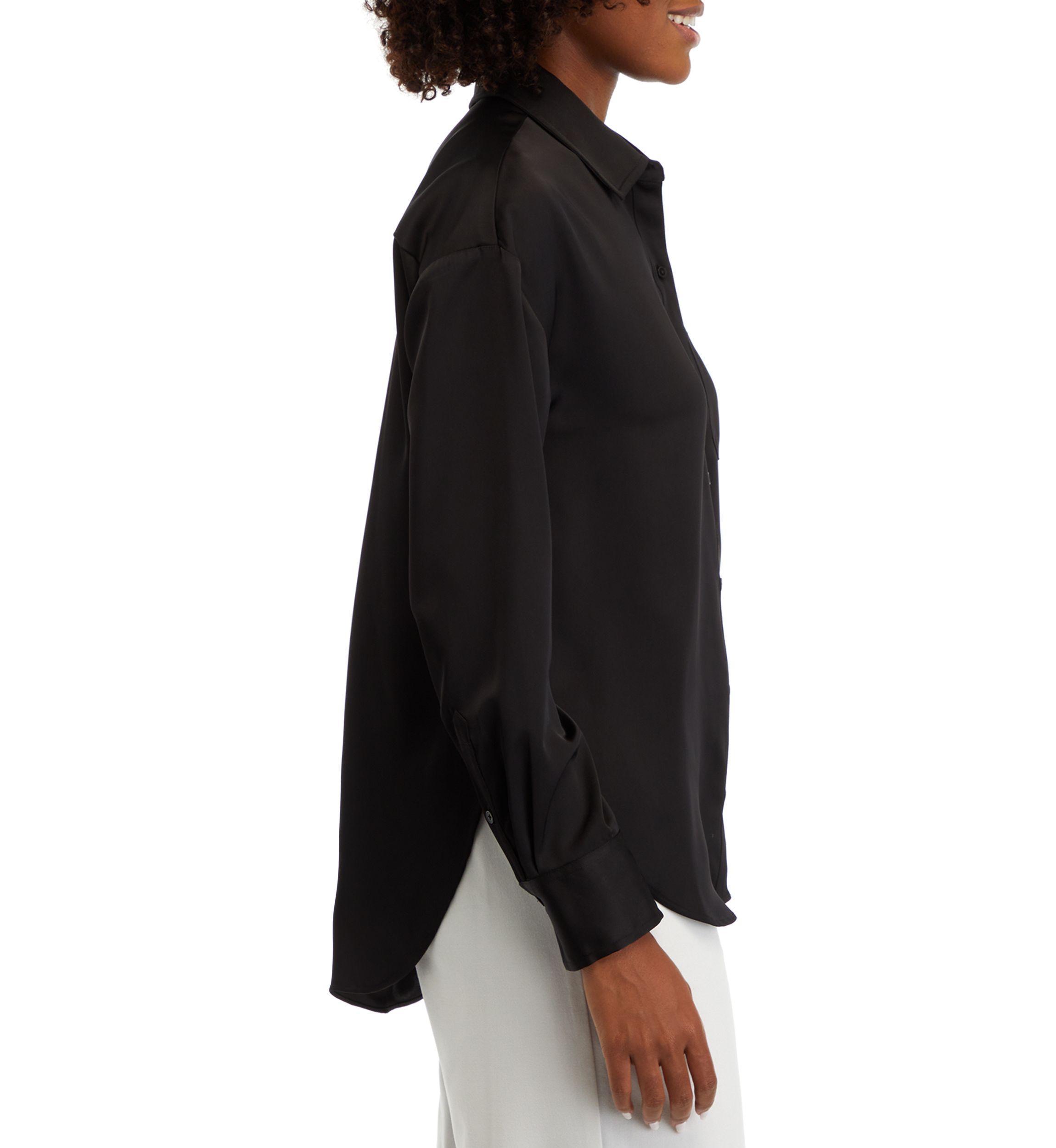 Womens Long Sleeve Button Down Tunic Shirt 