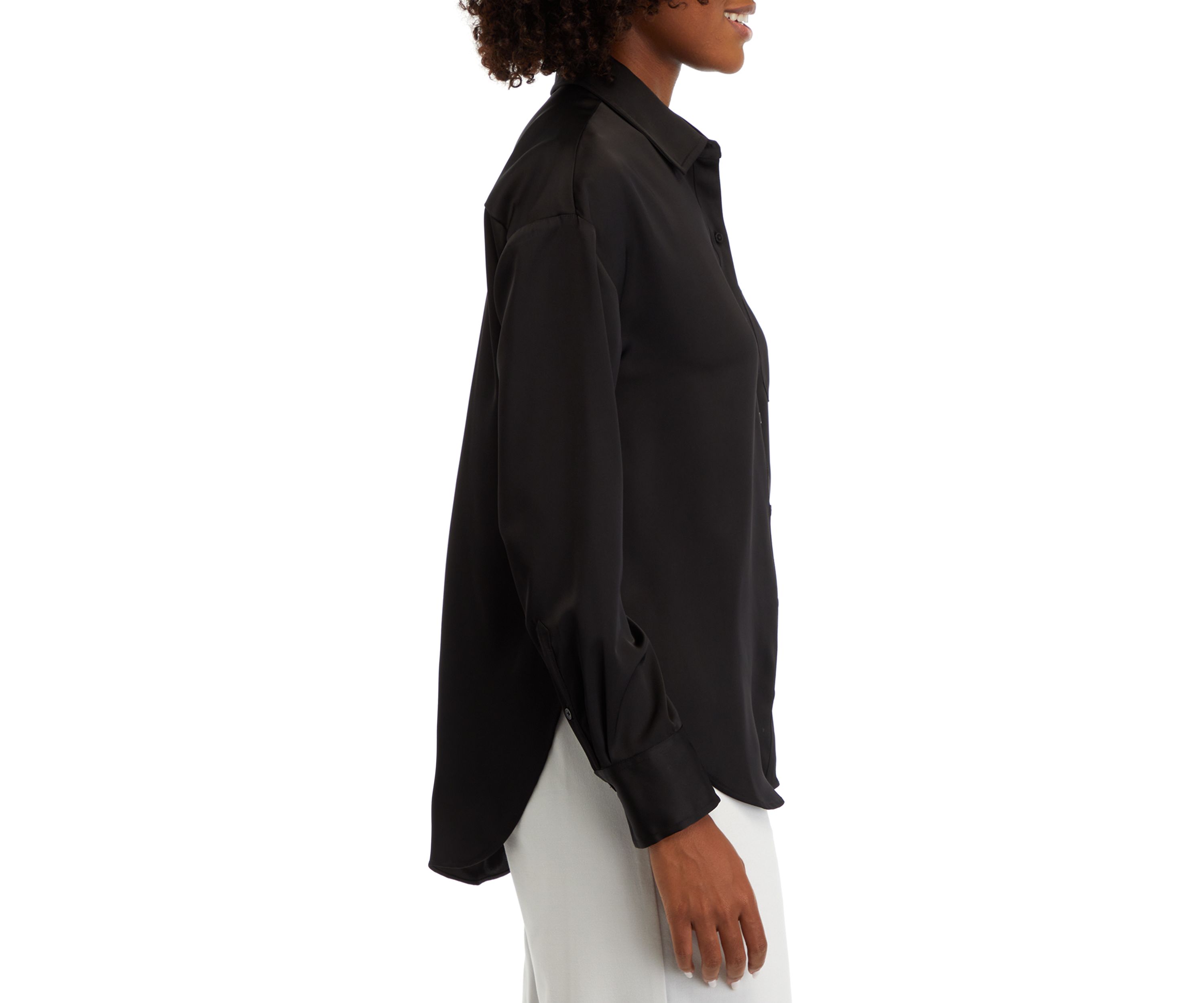 Womens Long Sleeve Button Down Tunic Shirt 