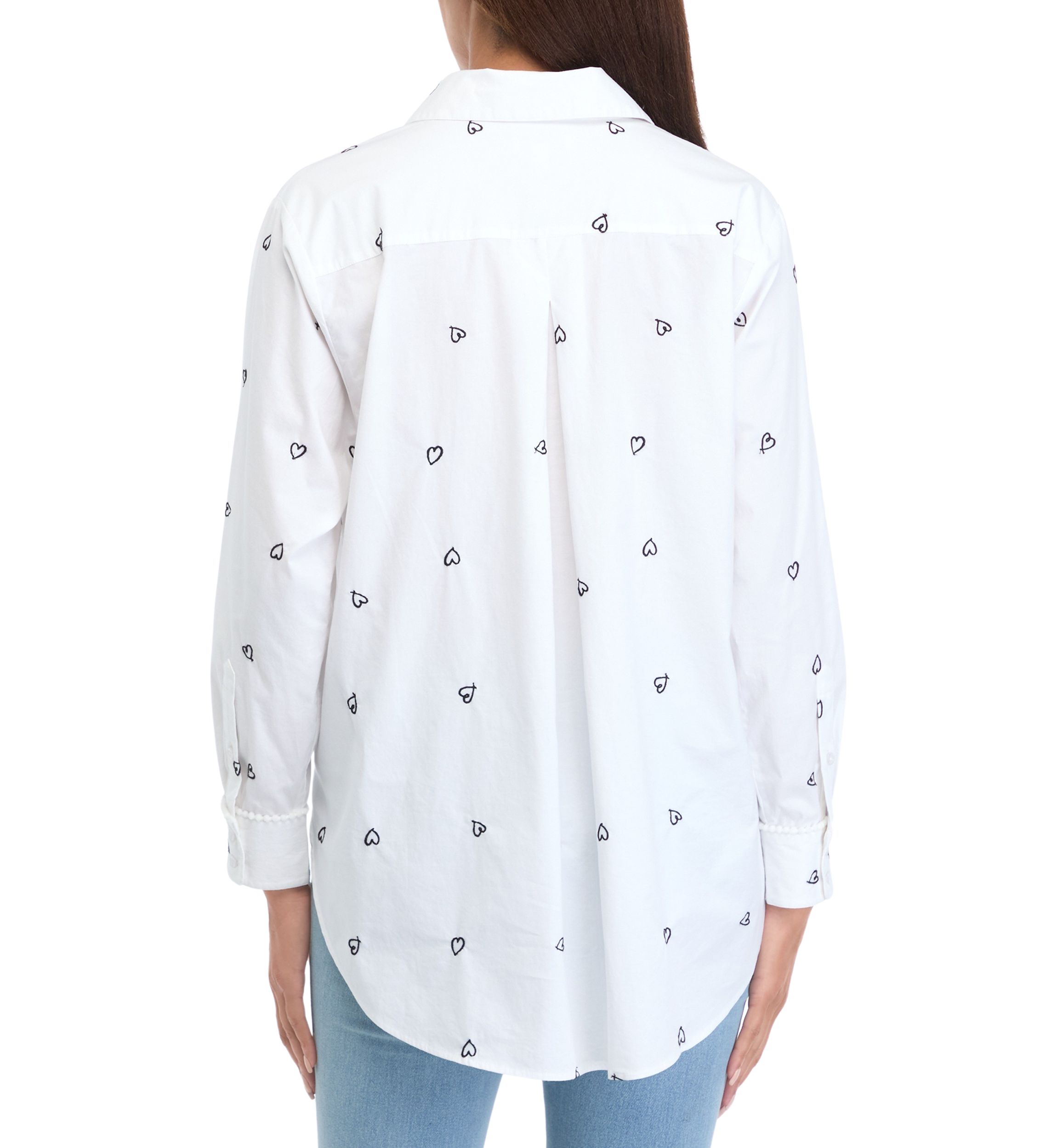 Womens Long Sleeve Embroidered Button Up Tunic Top 