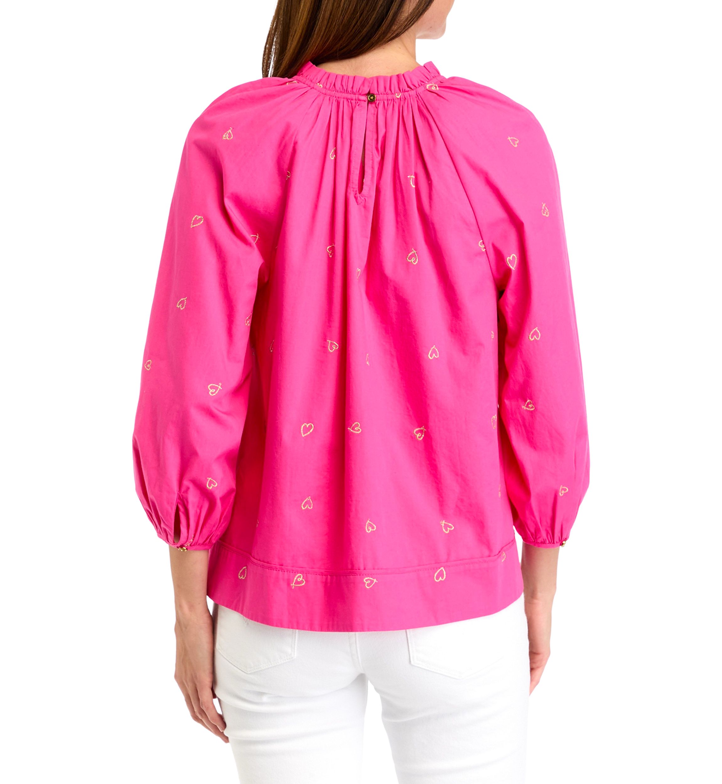 Womens 3/4 Sleeve Embroidered Top