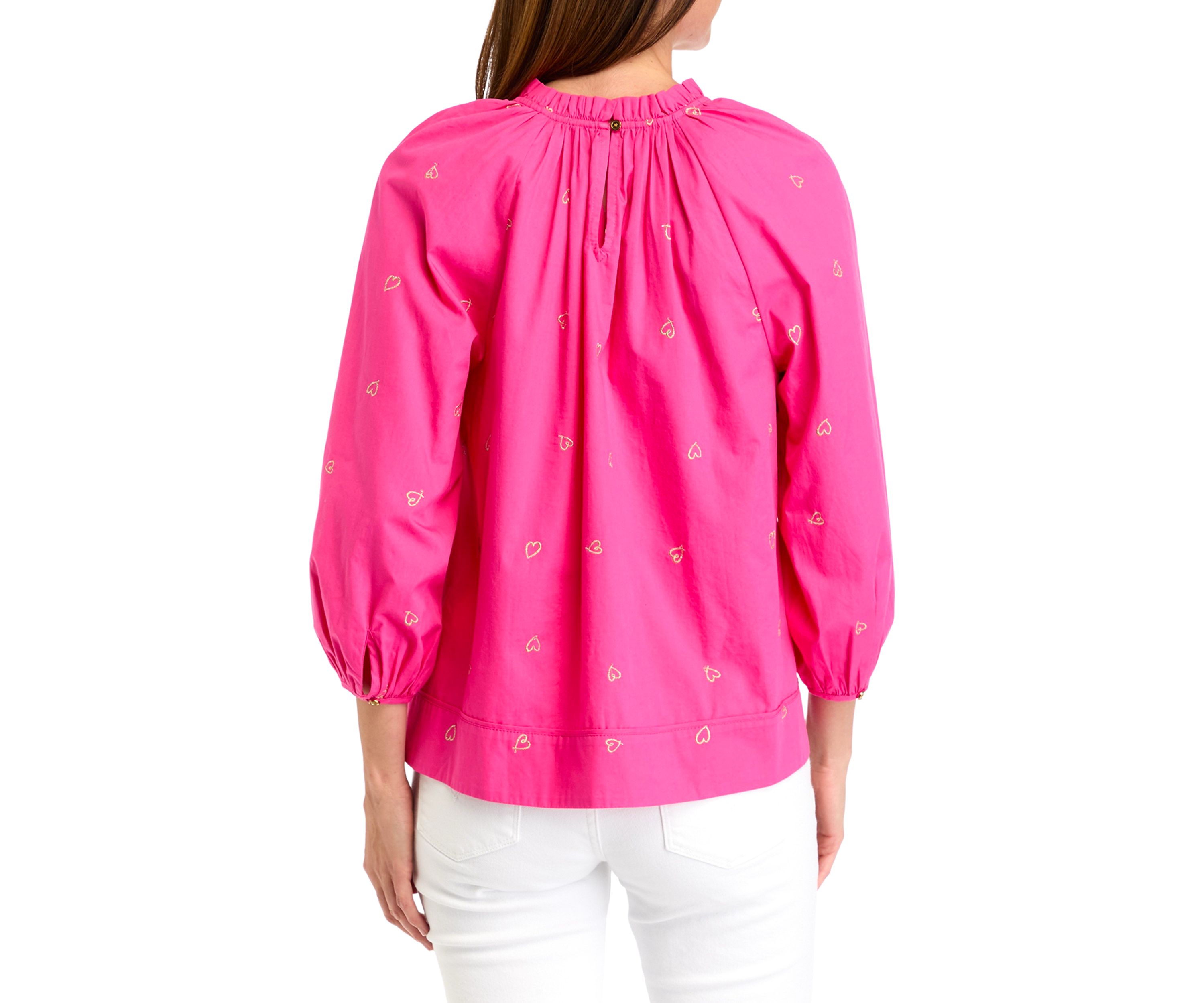 Womens 3/4 Sleeve Embroidered Top