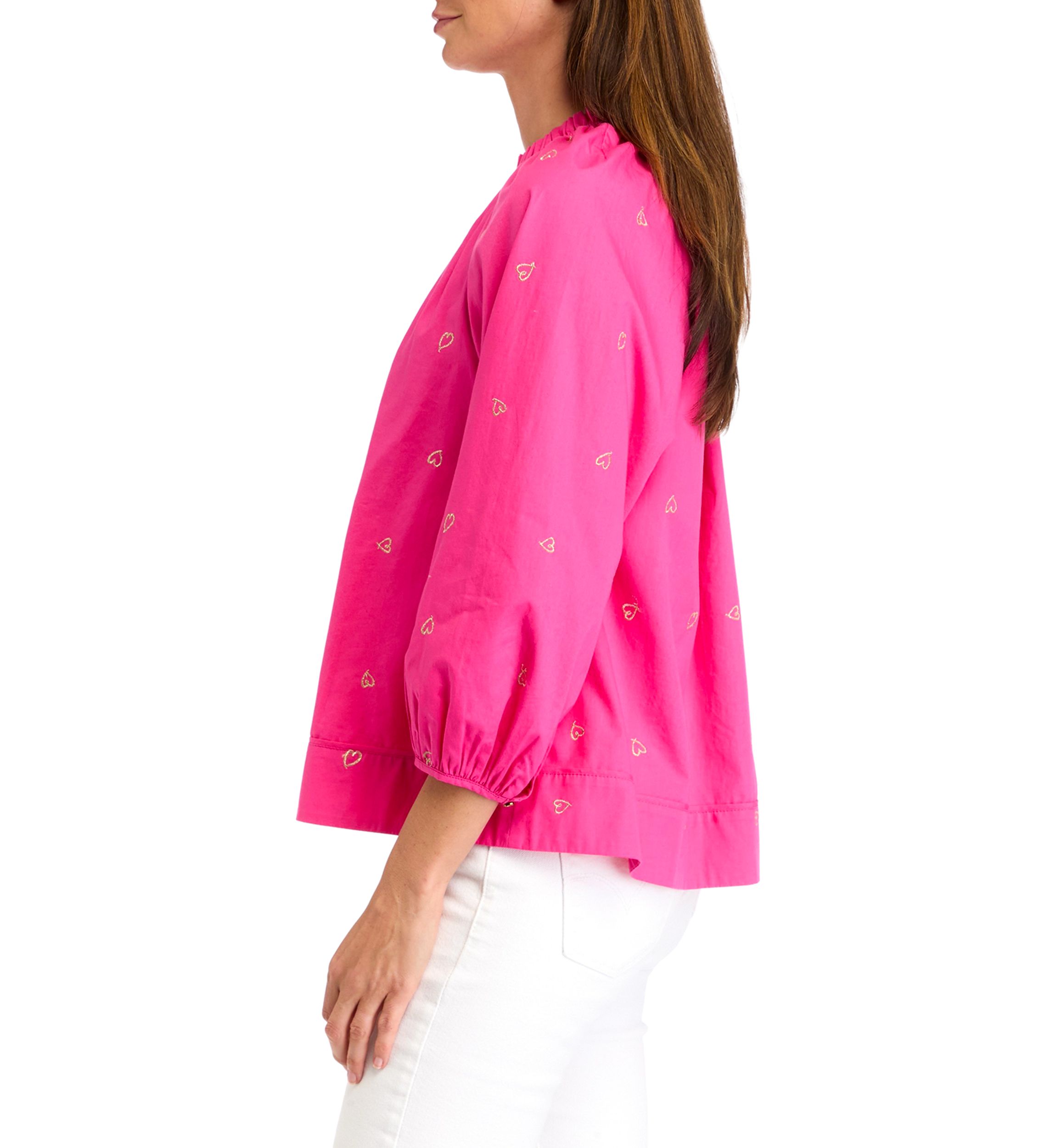 Womens 3/4 Sleeve Embroidered Top