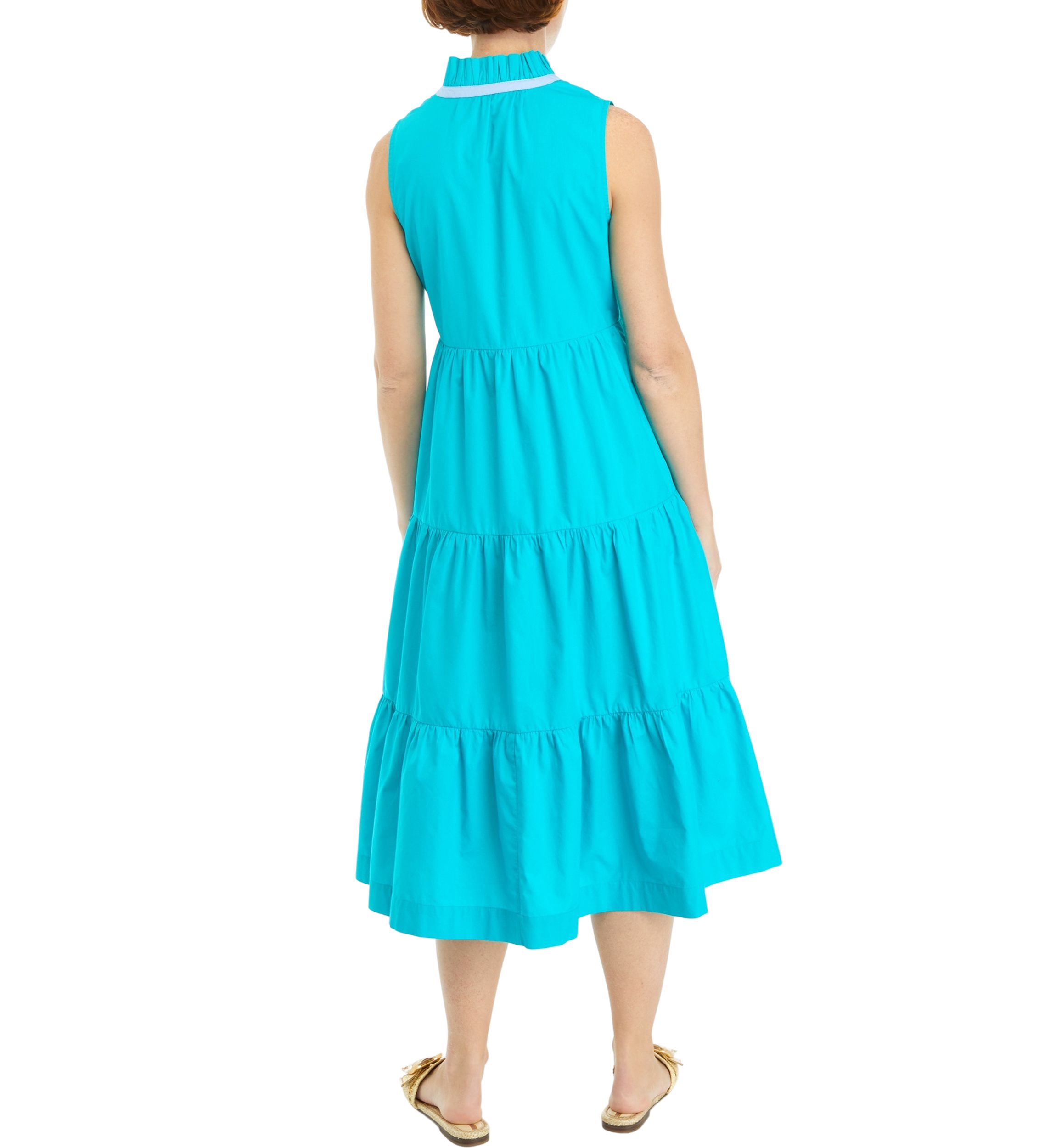Womens Solid Ruffle Dress