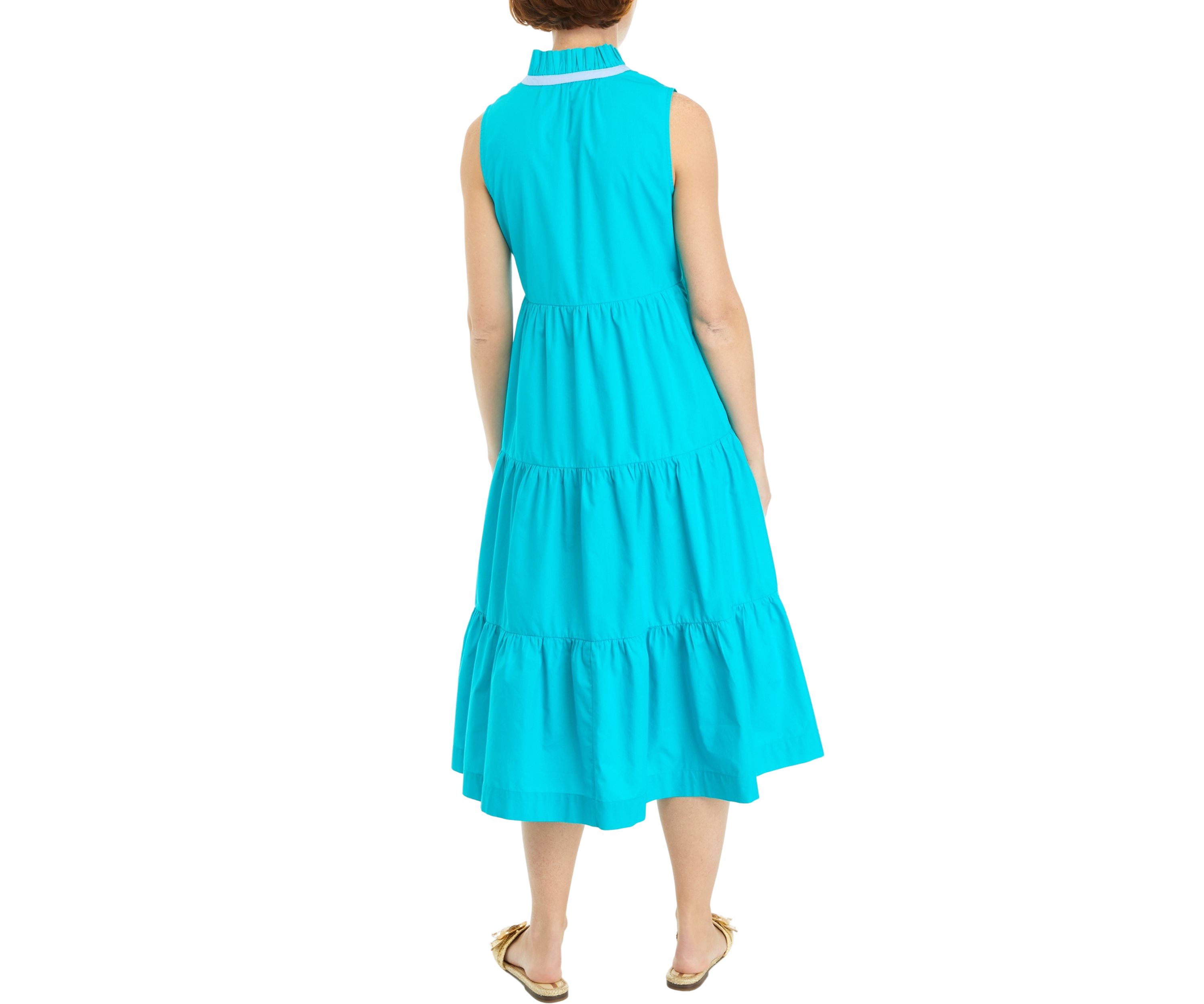 Womens Solid Ruffle Dress