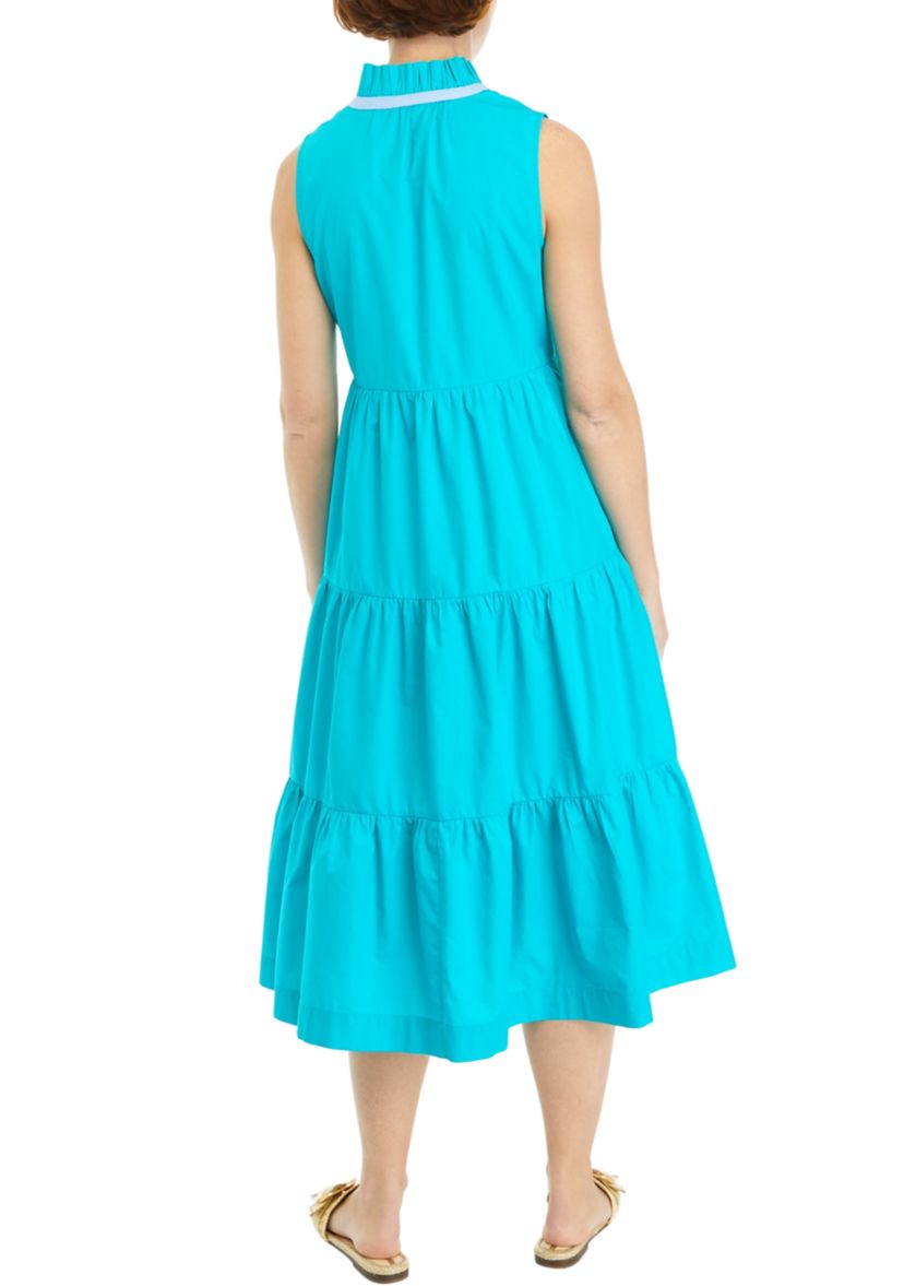 Womens Solid Ruffle Dress