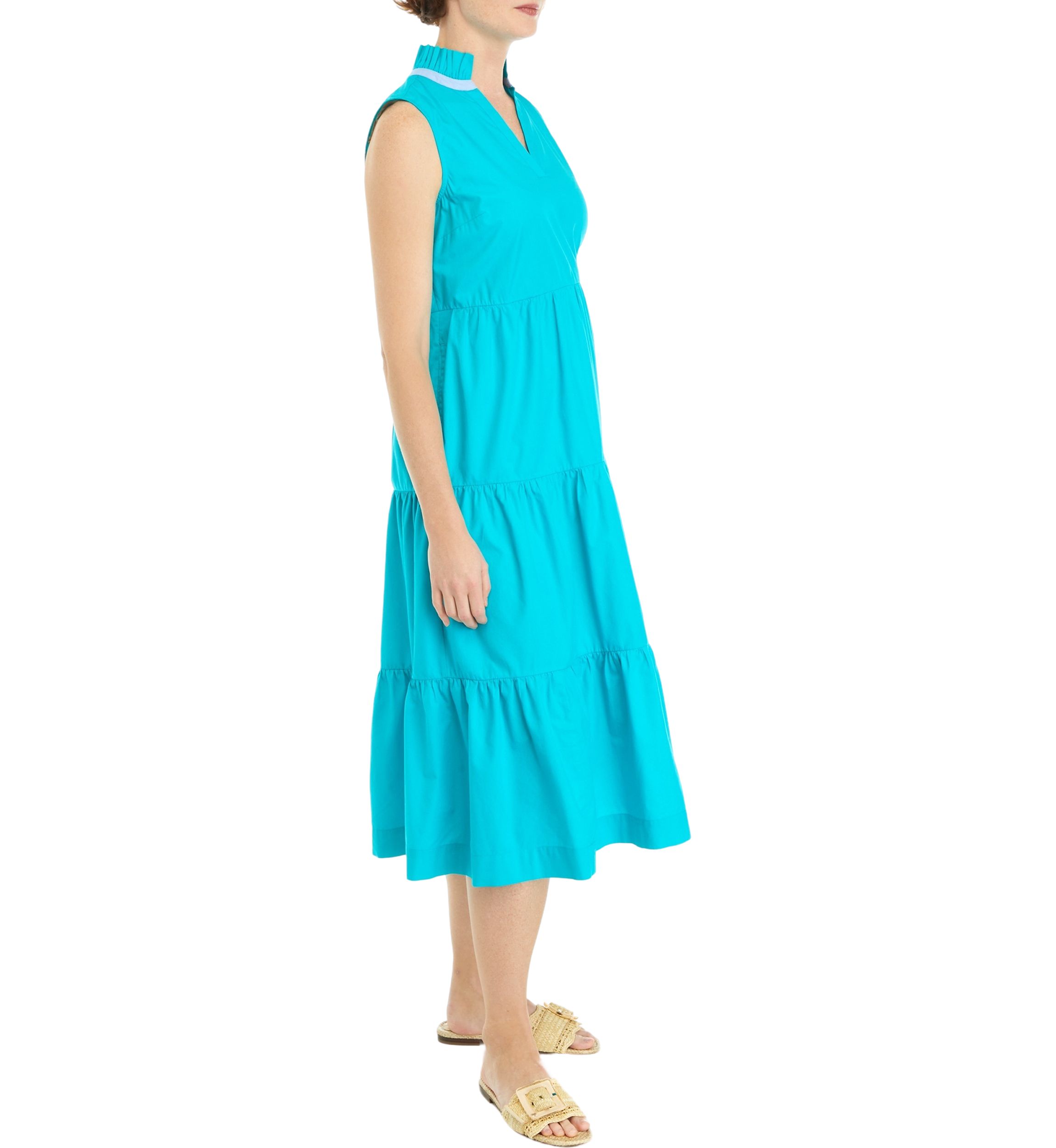 Womens Solid Ruffle Dress