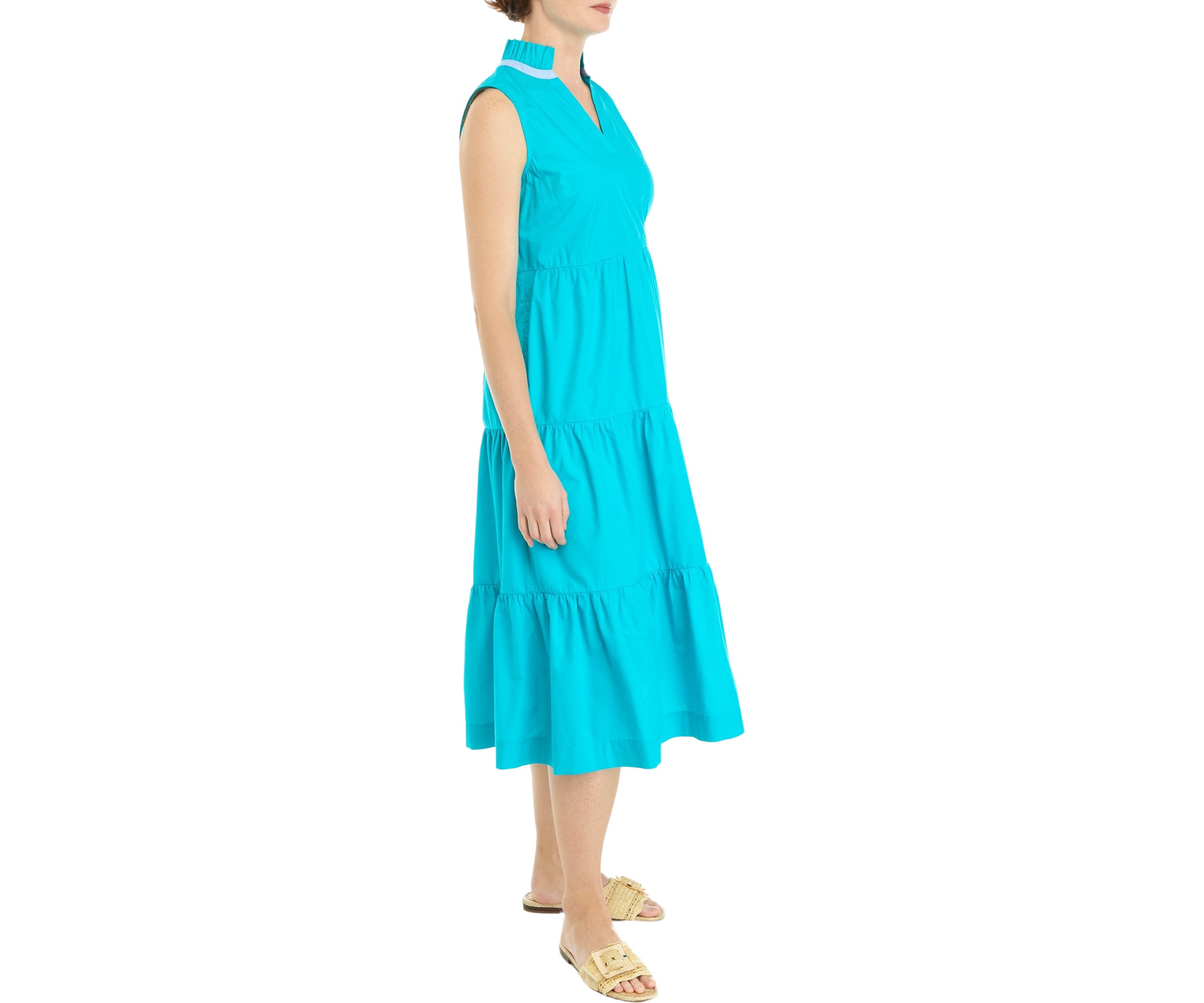 Womens Solid Ruffle Dress