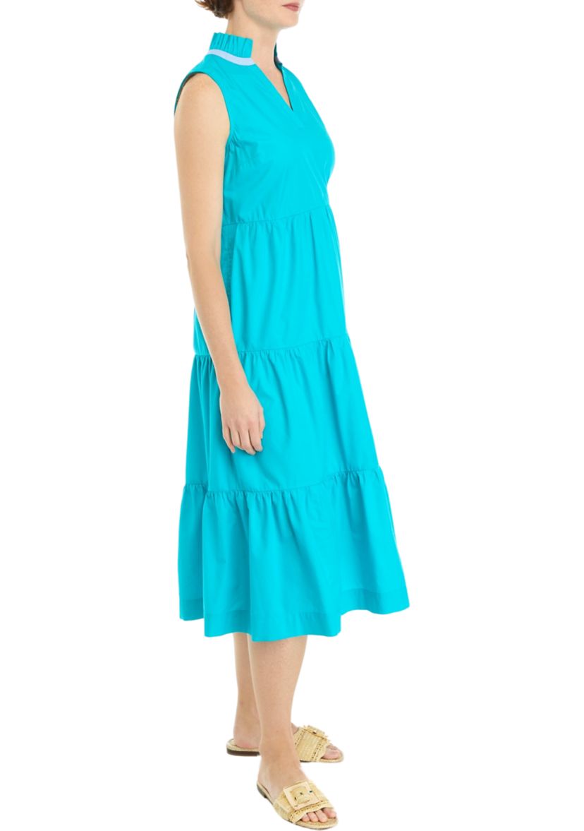 Womens Solid Ruffle Dress