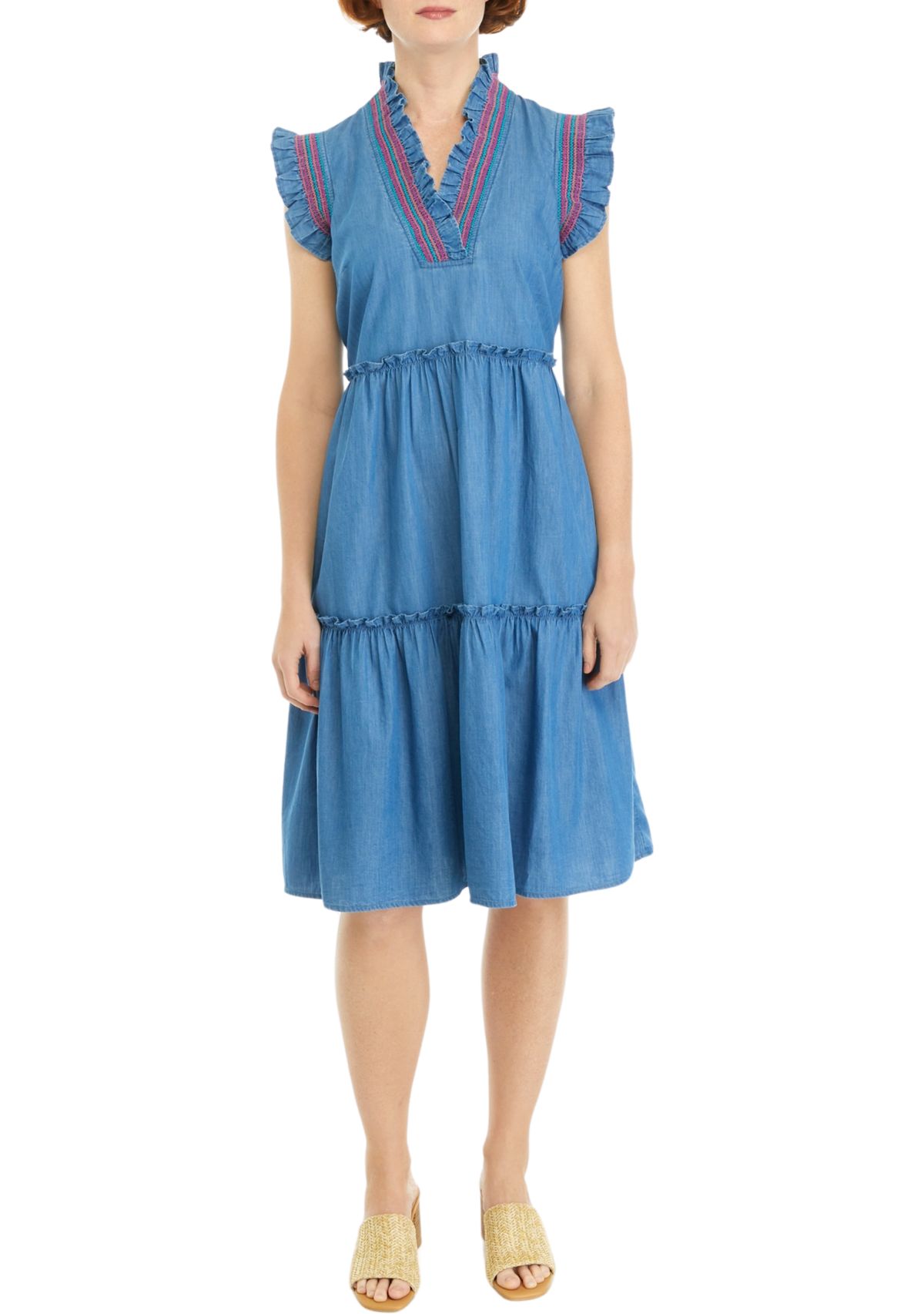 Womens Smocked Ruffle Dress