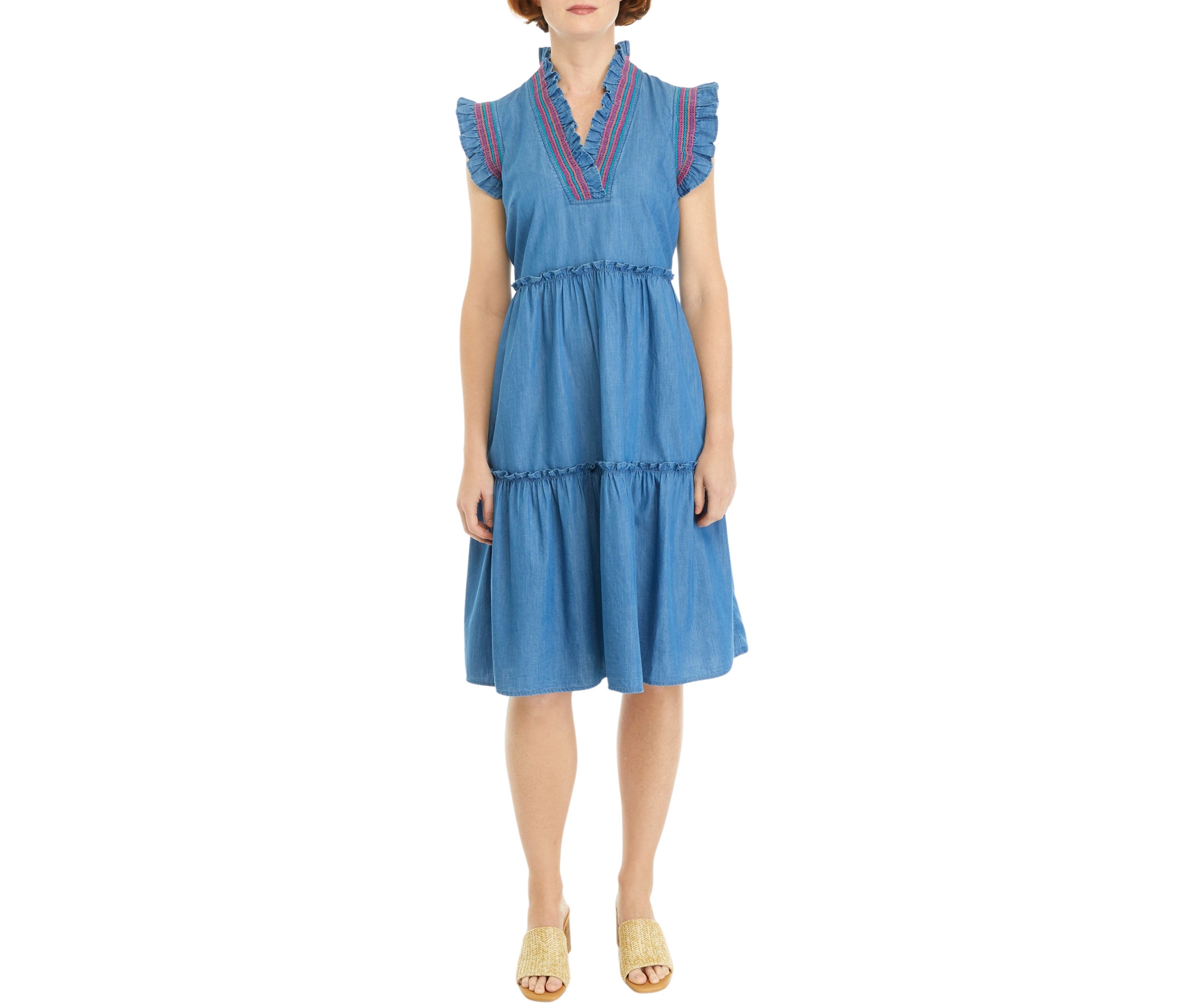 Womens Smocked Ruffle Dress