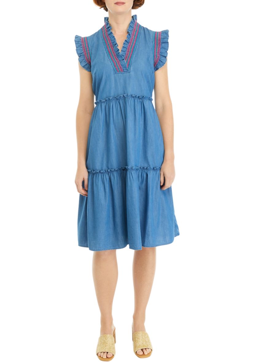 Womens Smocked Ruffle Dress