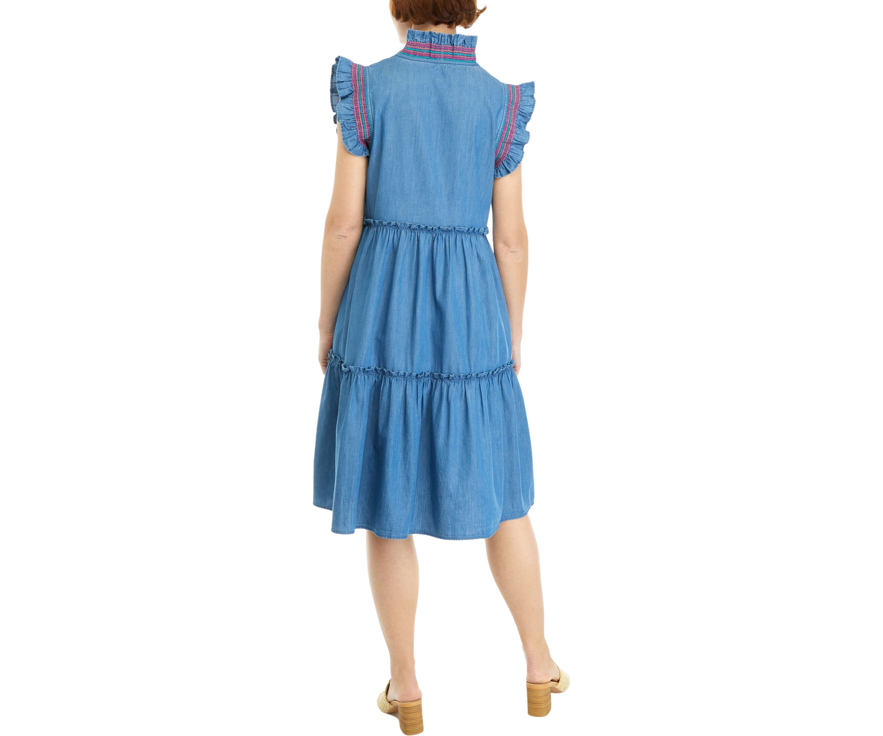 Womens Smocked Ruffle Dress