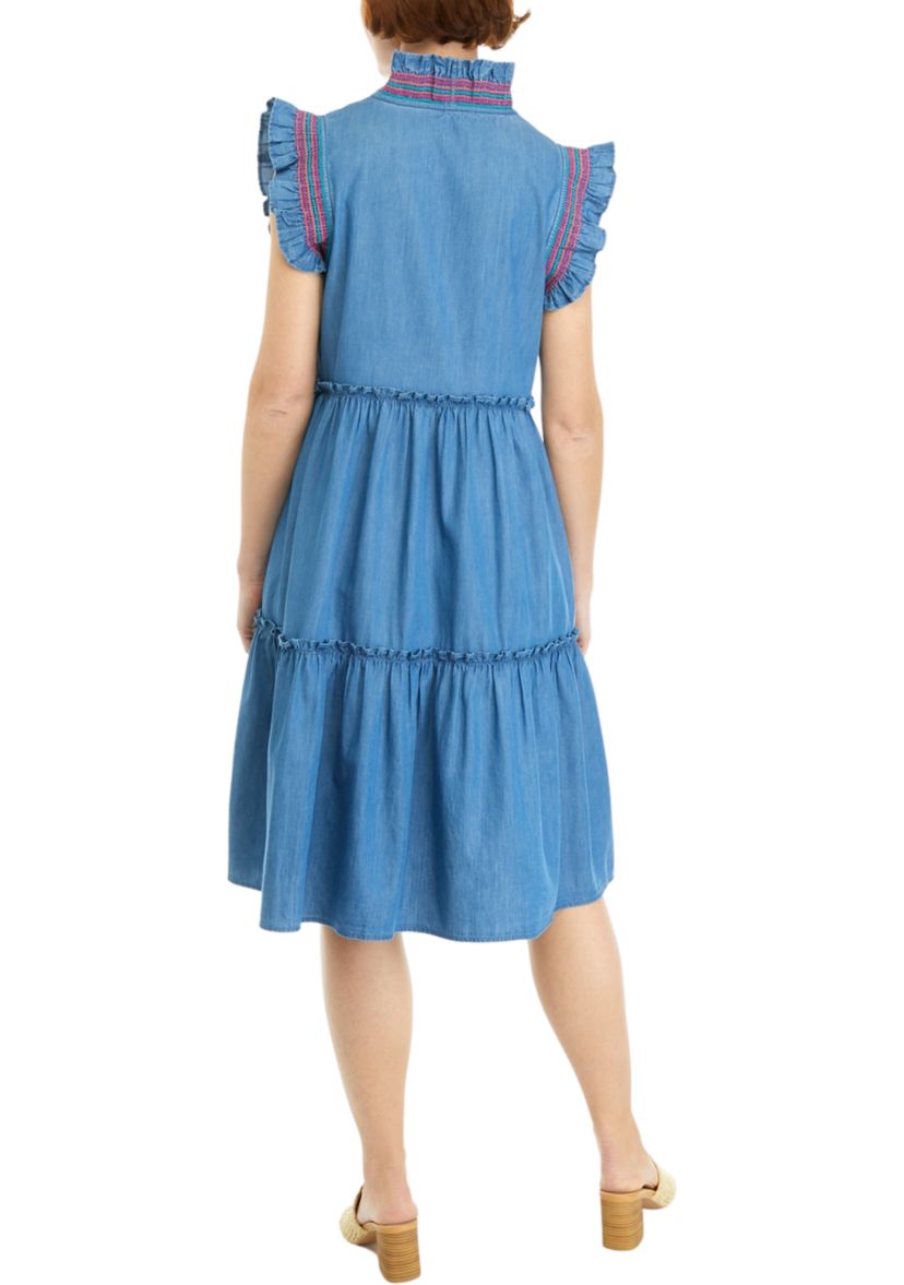 Womens Smocked Ruffle Dress