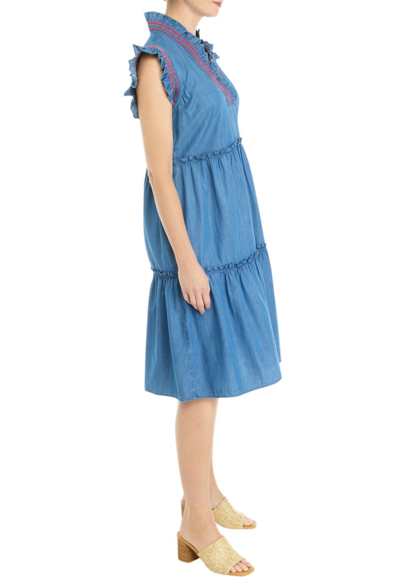 Womens Smocked Ruffle Dress