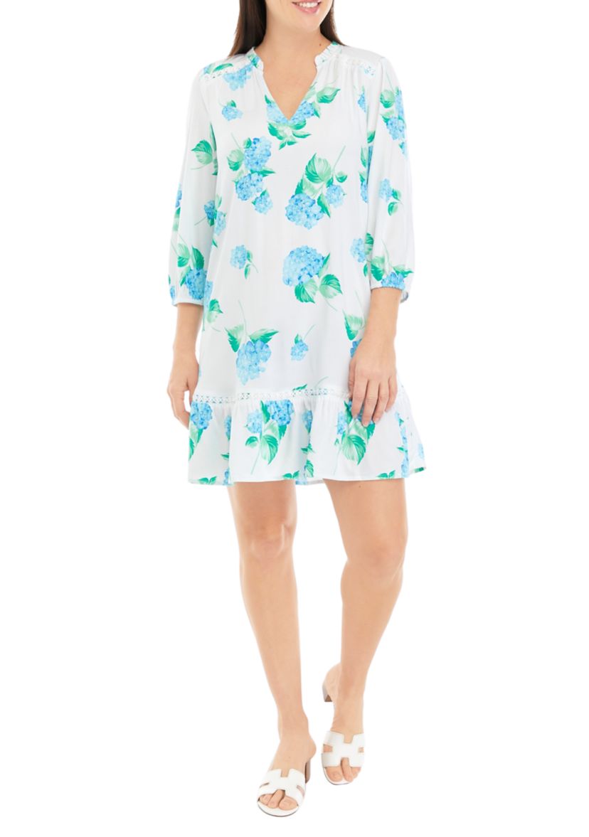 Womens Printed Ruffle Dress