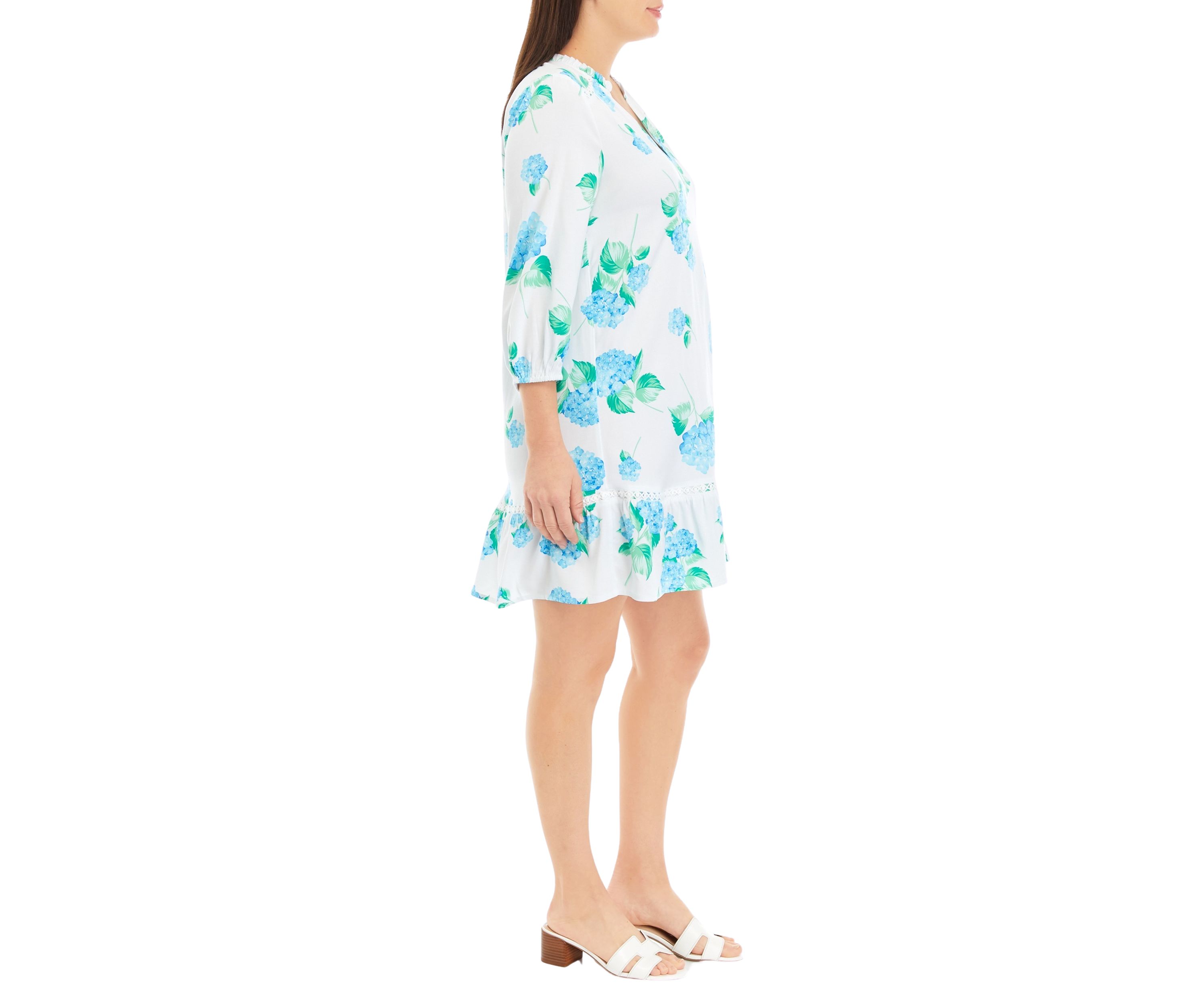 Womens Printed Ruffle Dress