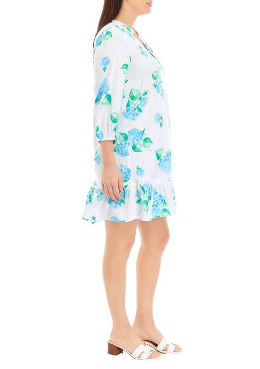 Womens Printed Ruffle Dress