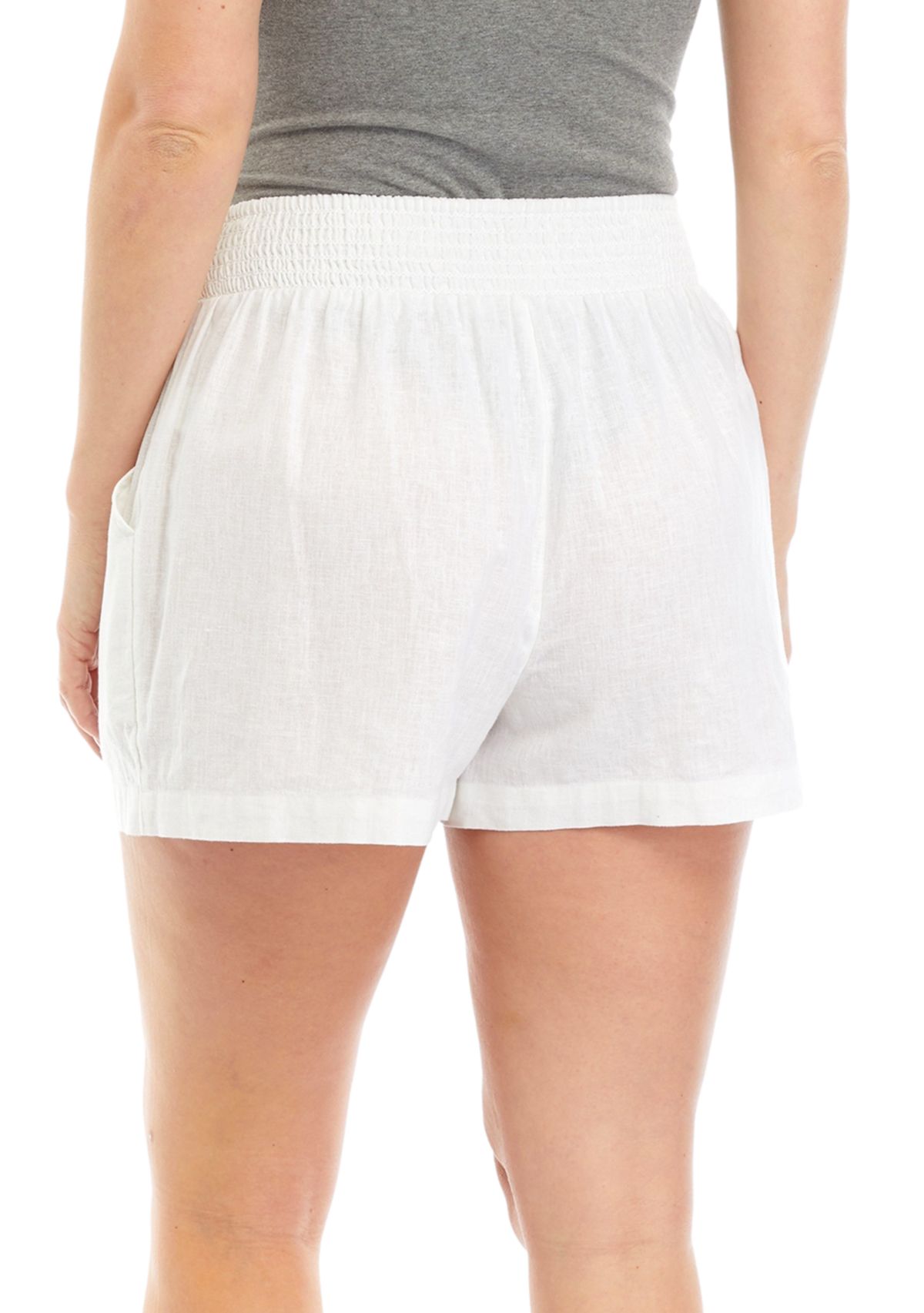 Womens High Rise Solid Linen Shorts