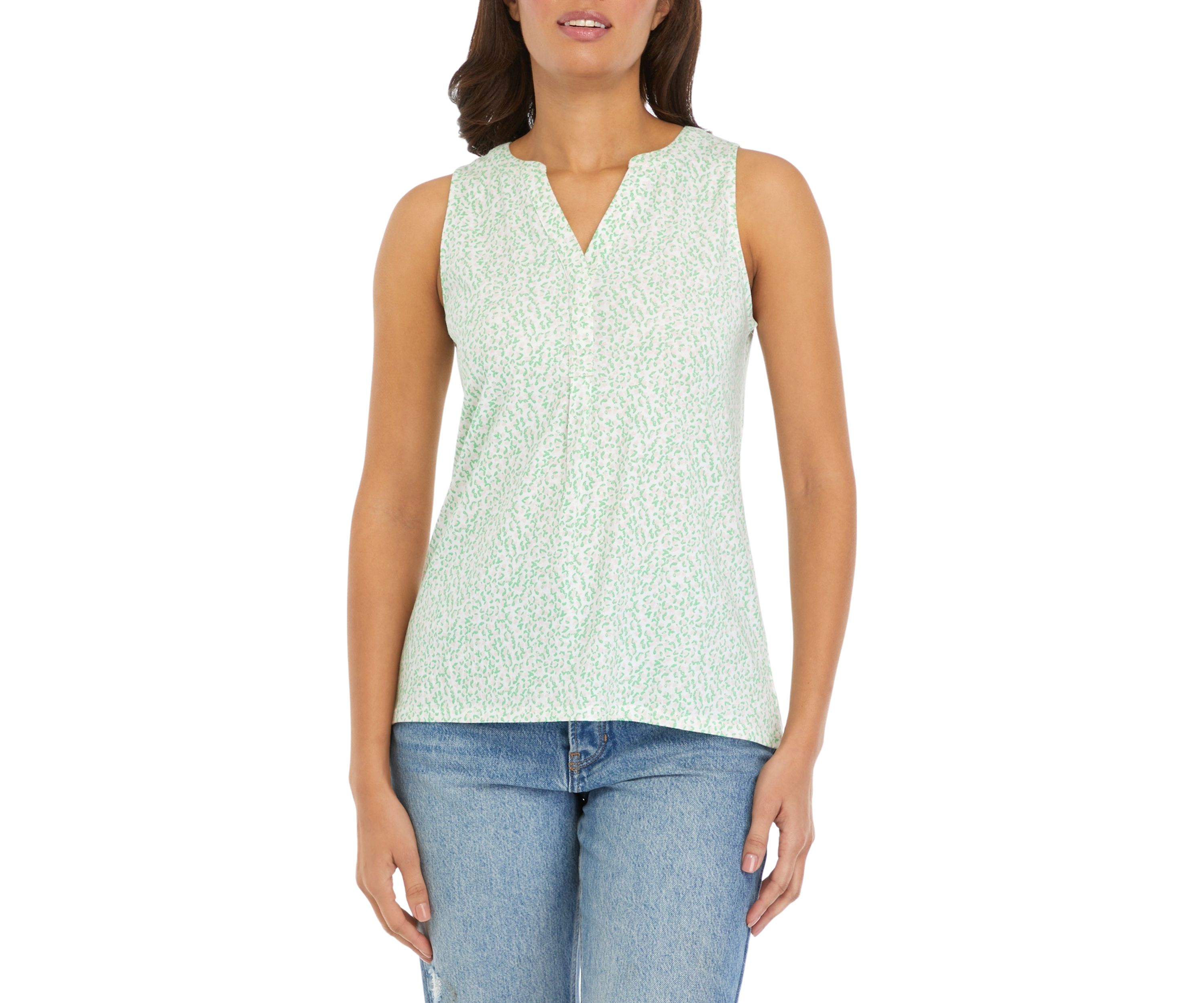 Womens Sleeveless Printed Peasant Top