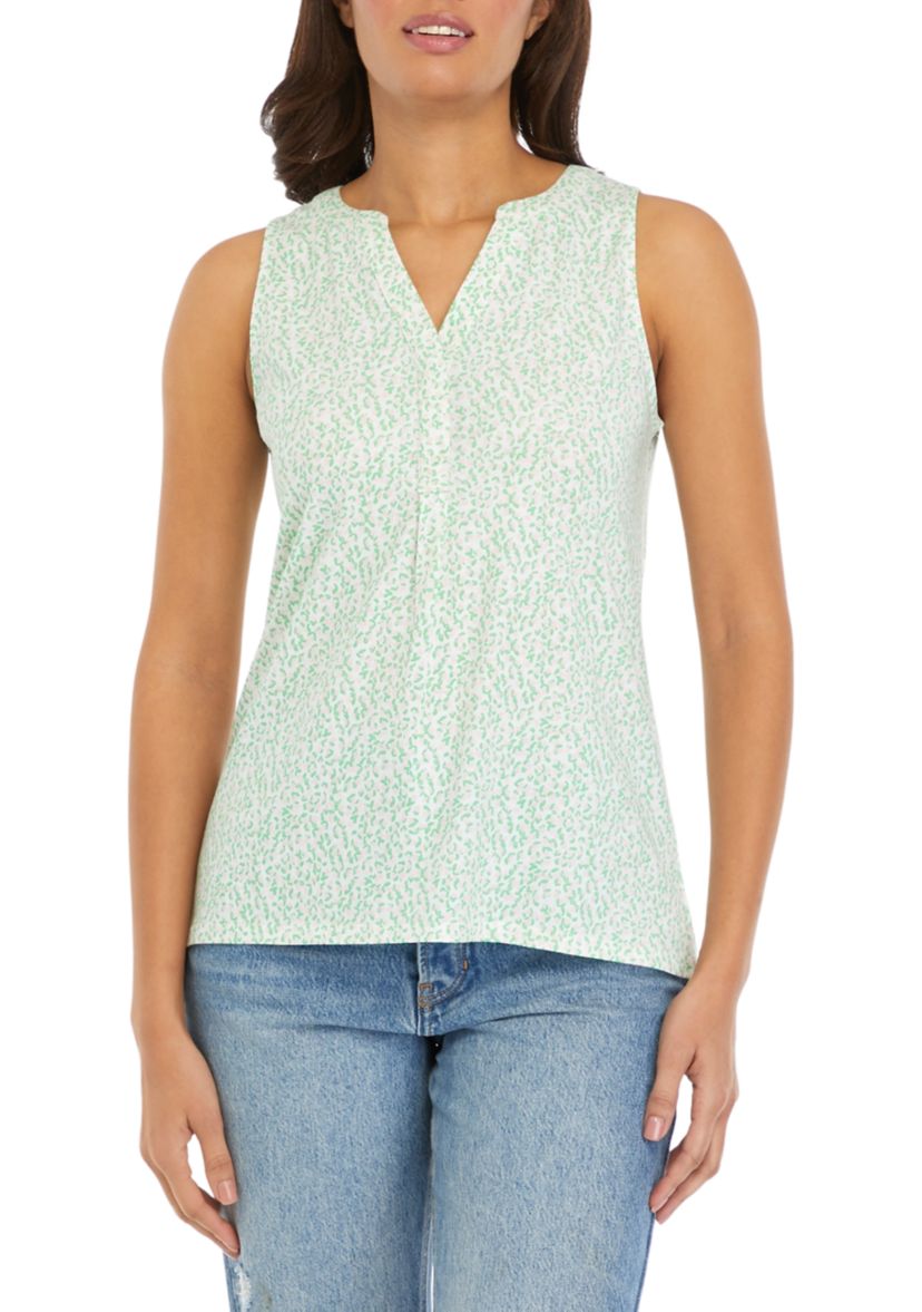 Womens Sleeveless Printed Peasant Top