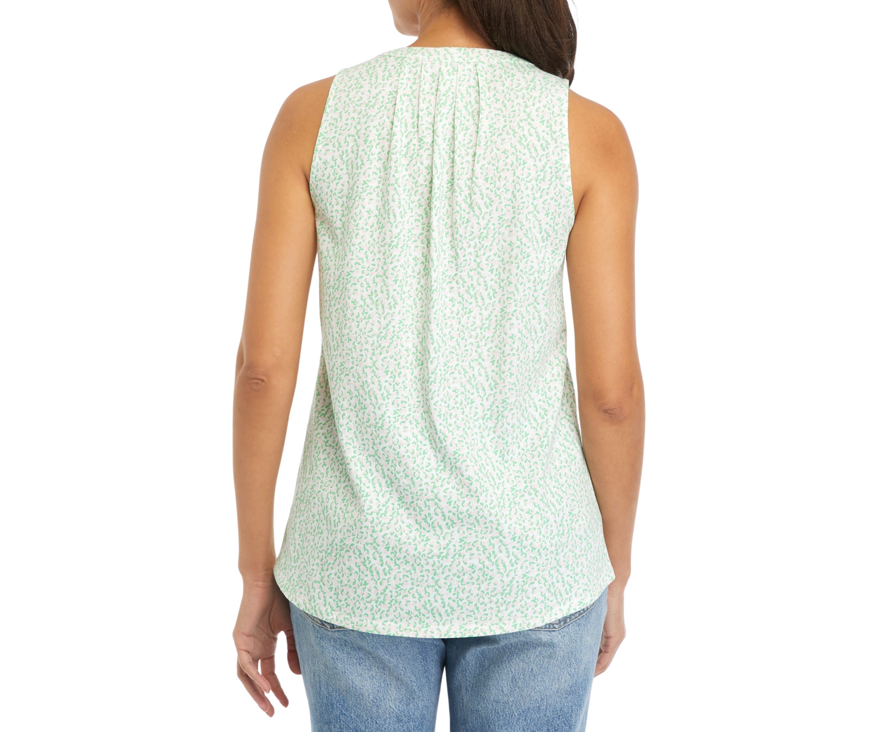 Womens Sleeveless Printed Peasant Top