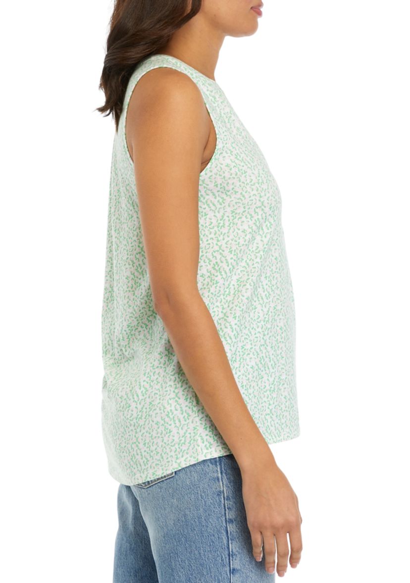 Womens Sleeveless Printed Peasant Top