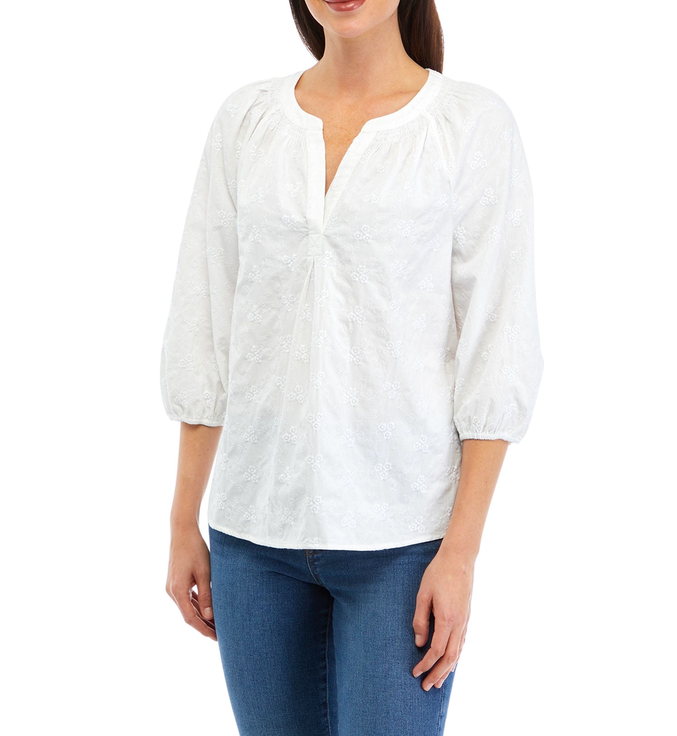 Womens Embroidered Peasant Top