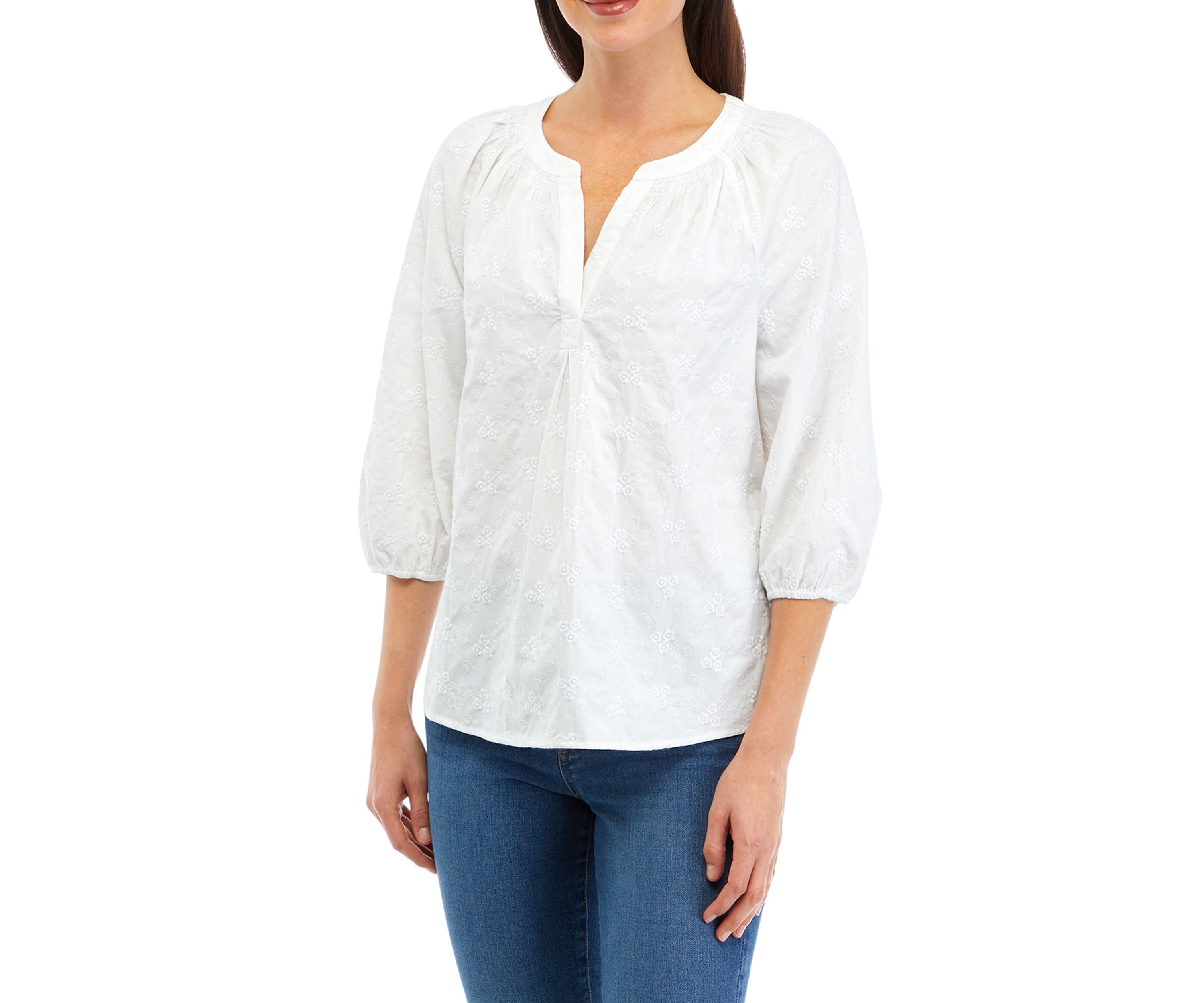 Womens Embroidered Peasant Top