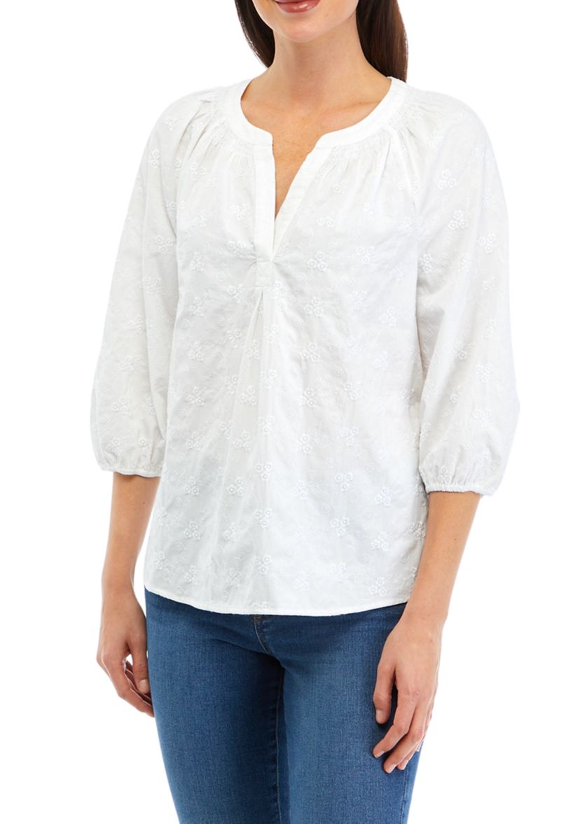 Womens Embroidered Peasant Top