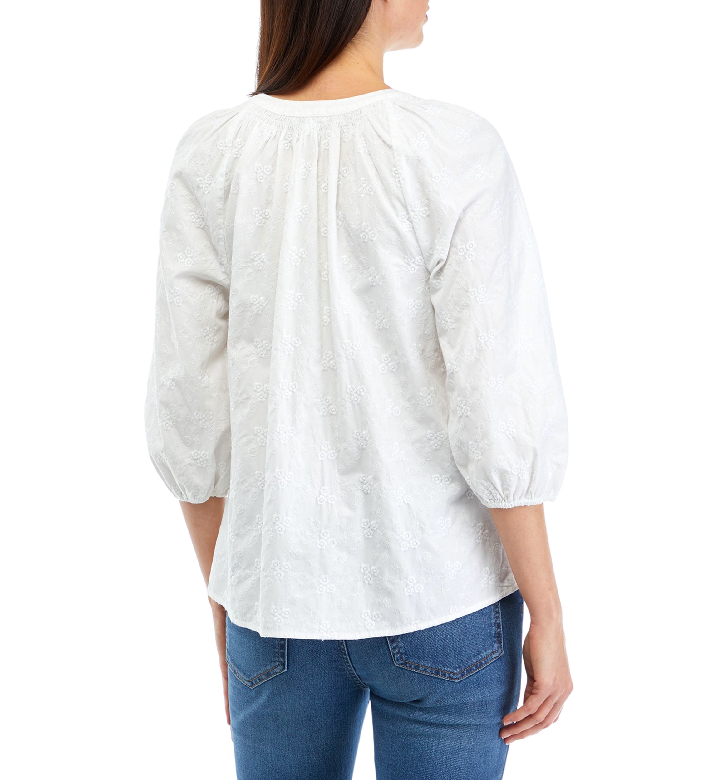 Womens Embroidered Peasant Top