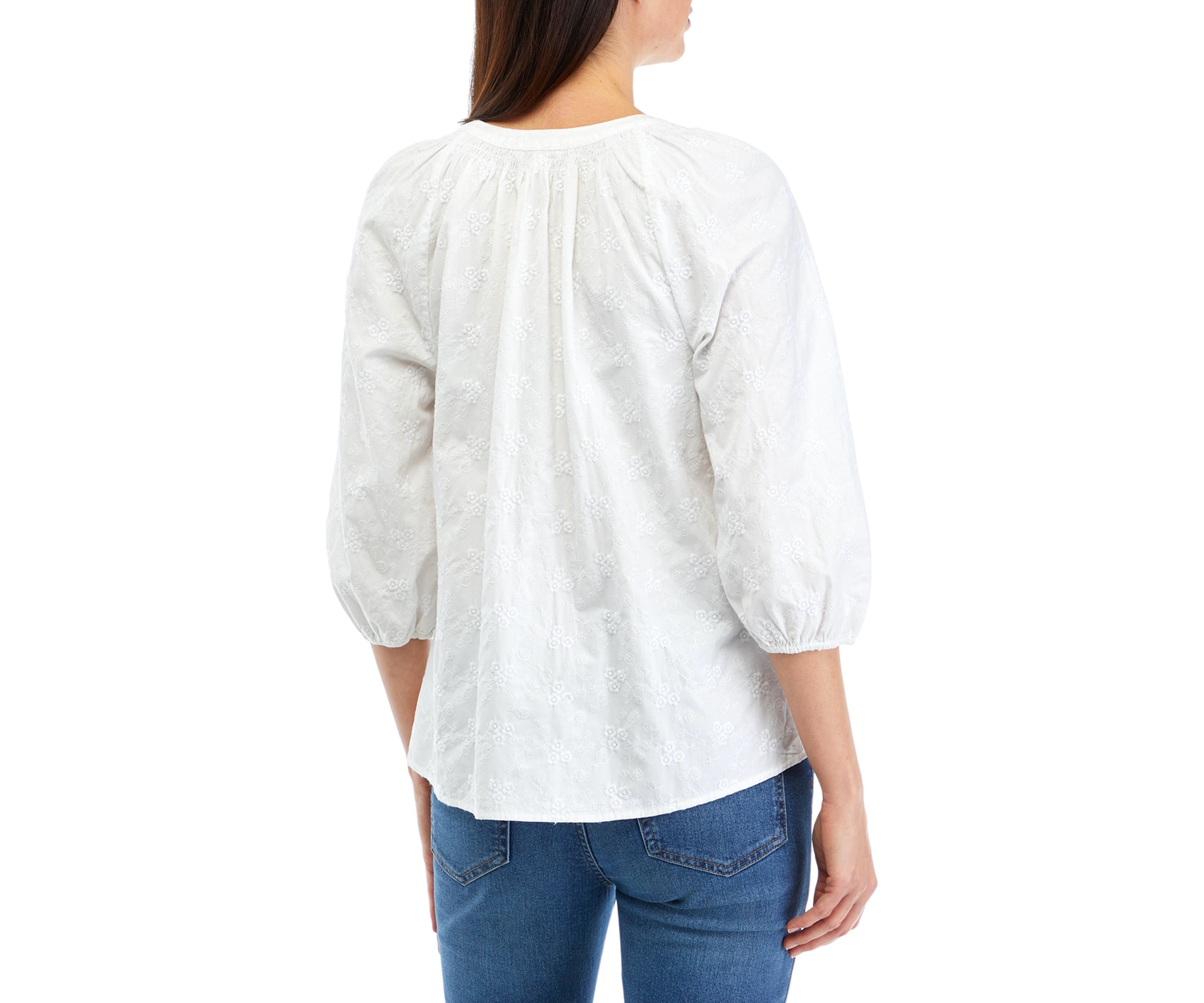 Womens Embroidered Peasant Top