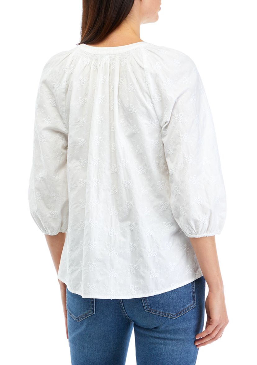 Womens Embroidered Peasant Top
