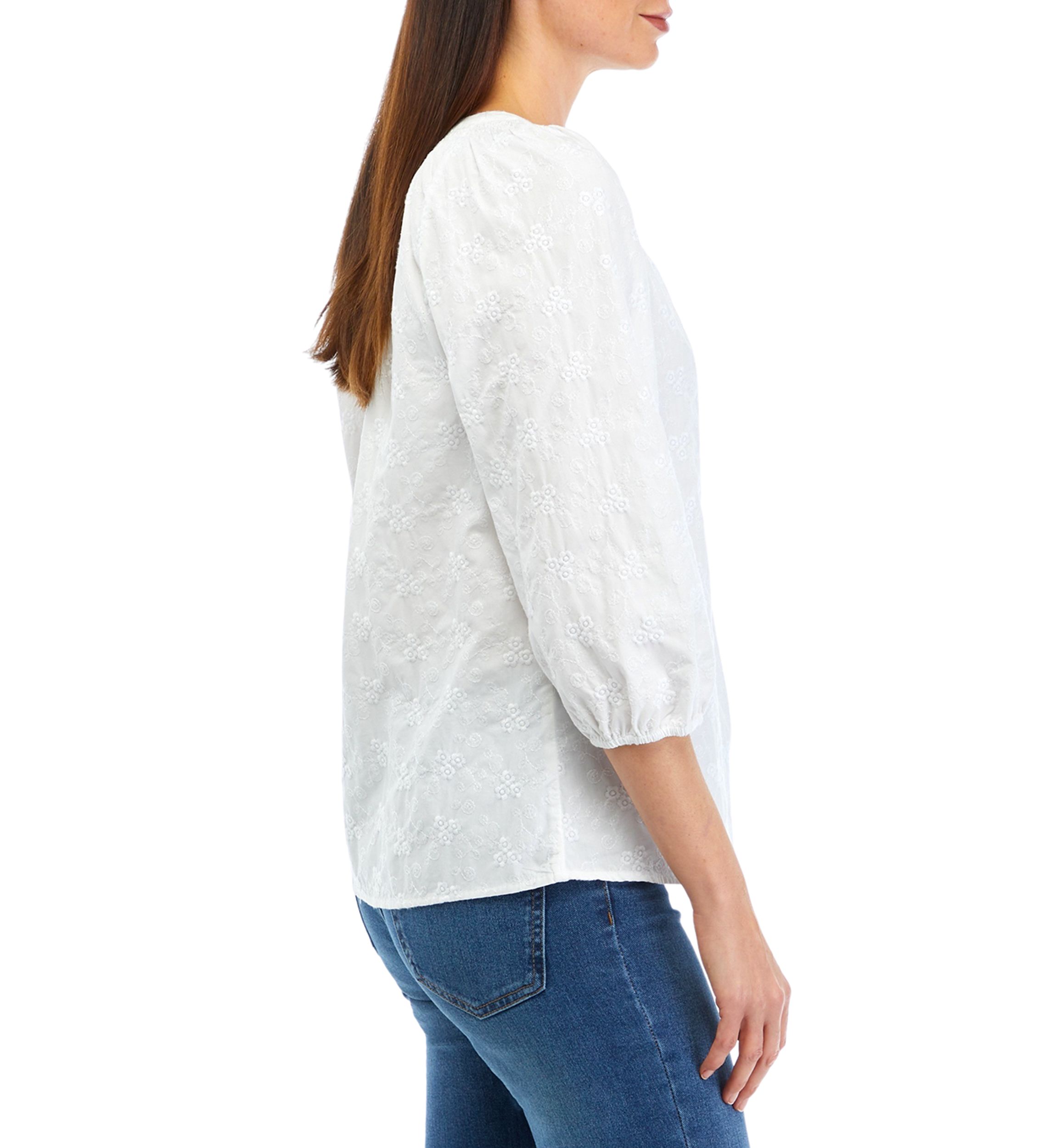 Womens Embroidered Peasant Top